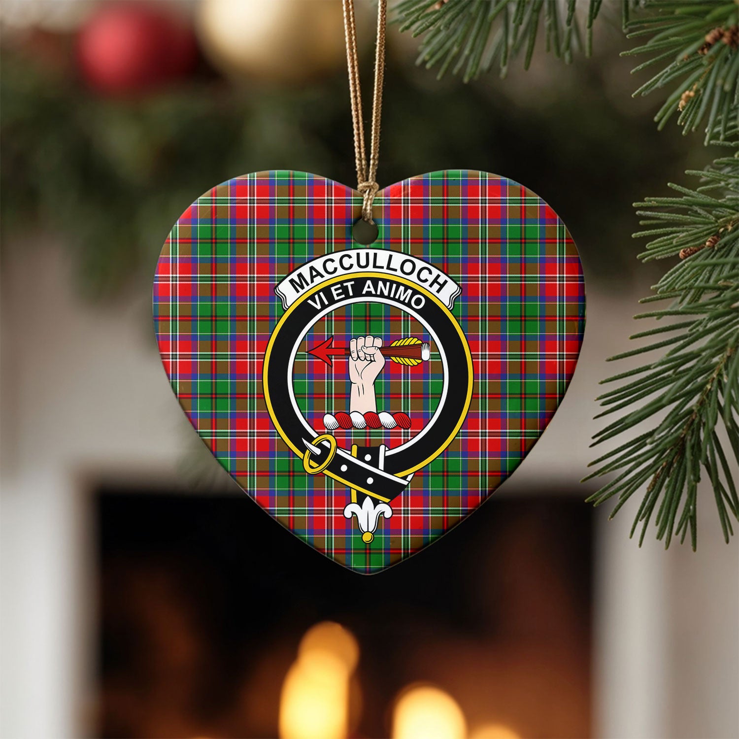MacCulloch (McCulloch) Tartan Crest Christmas Ceramic Ornament