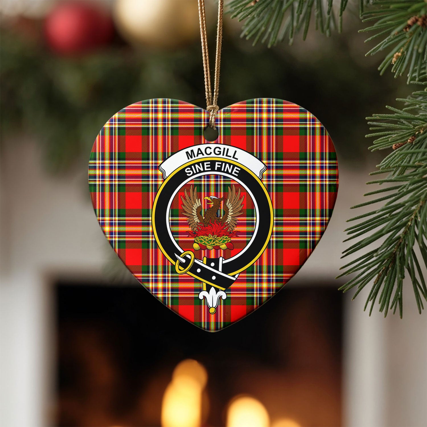 MacGill Modern Tartan Crest Christmas Ceramic Ornament