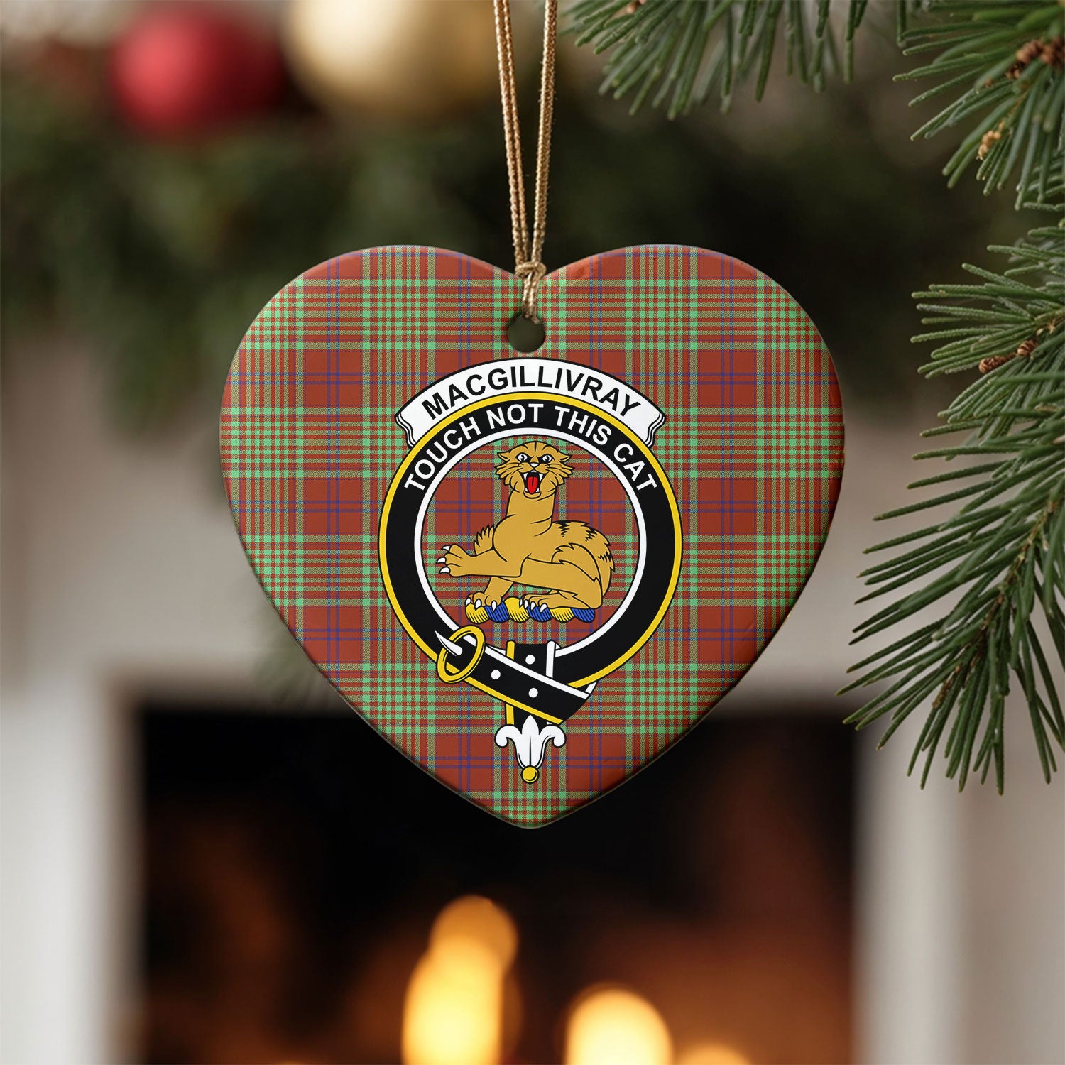 MacGillivray Hunting Ancient Tartan Crest Christmas Ceramic Ornament