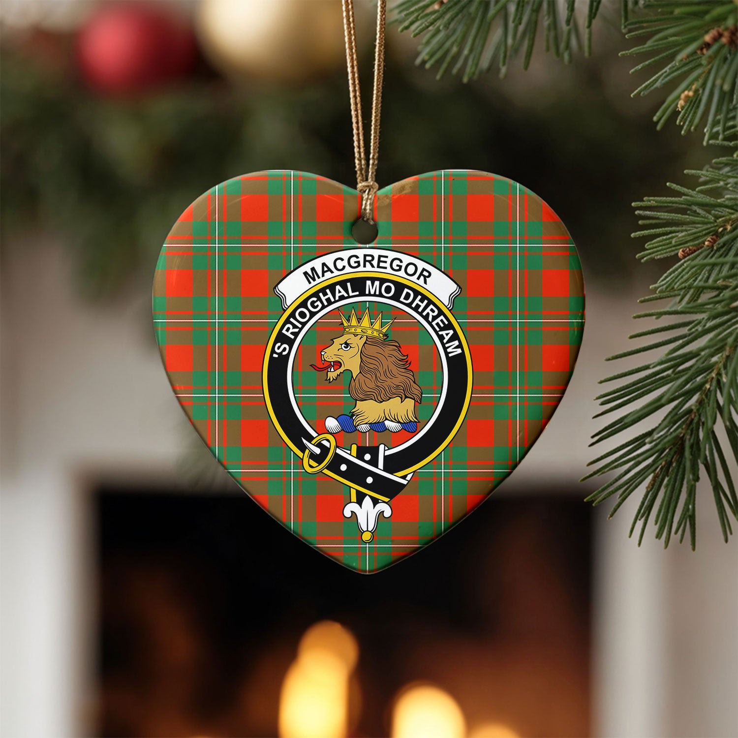MacGregor Ancient Tartan Crest Christmas Ceramic Ornament