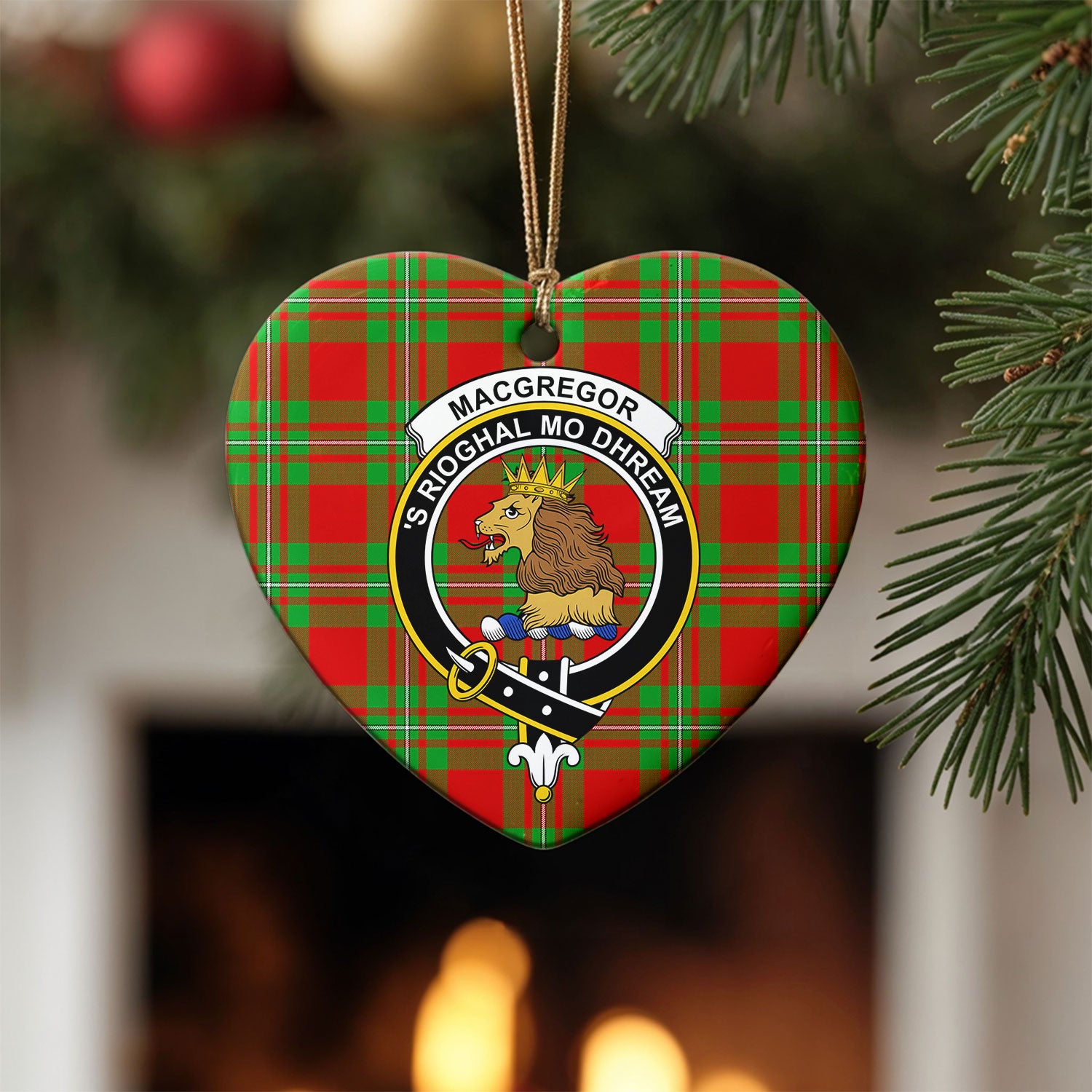 MacGregor Modern Tartan Crest Christmas Ceramic Ornament
