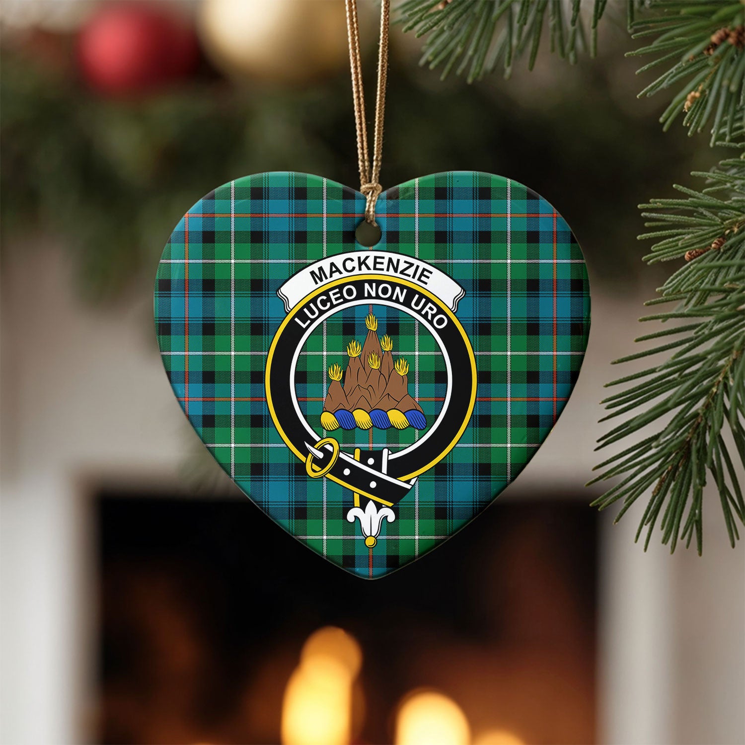MacKenzie Ancient Tartan Crest Christmas Ceramic Ornament