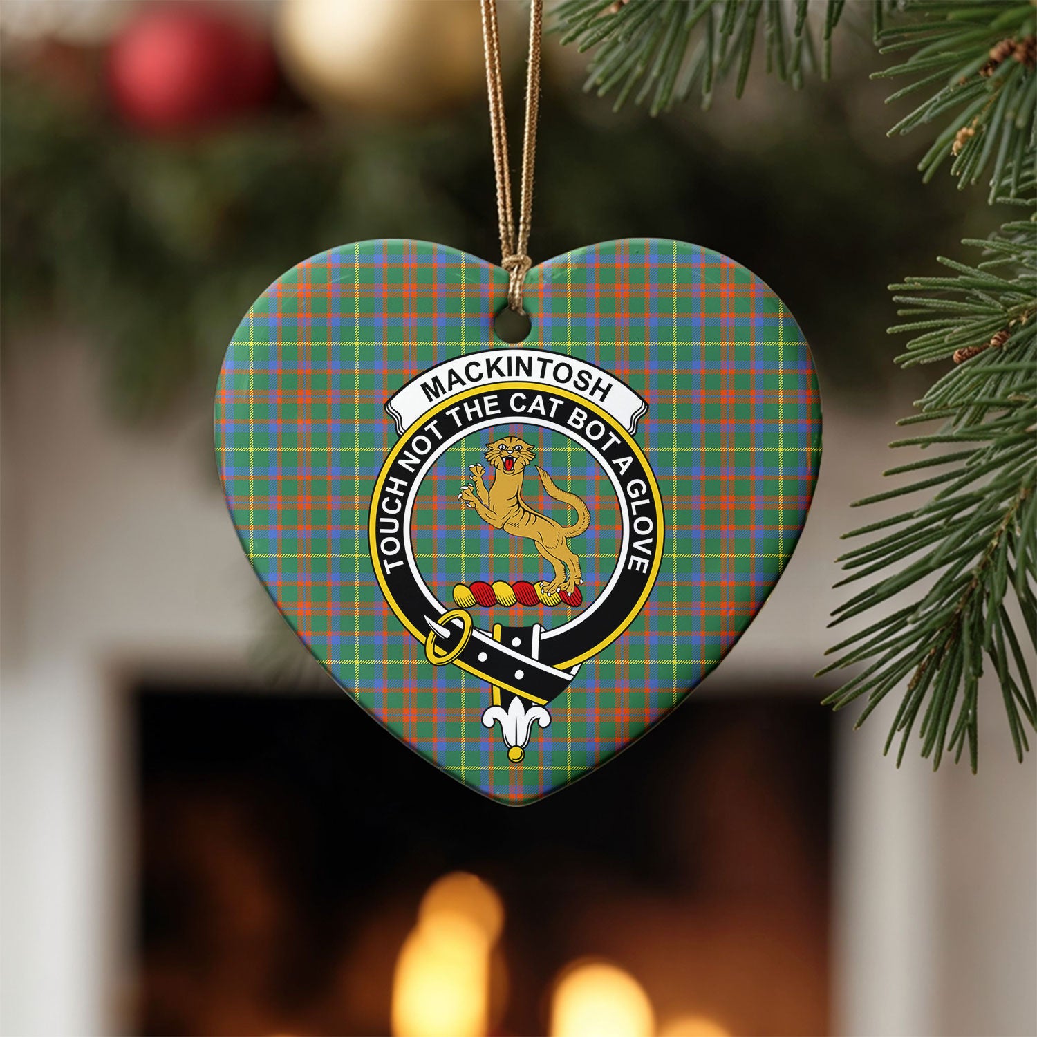 MacKintosh Hunting Ancient Tartan Crest Christmas Ceramic Ornament