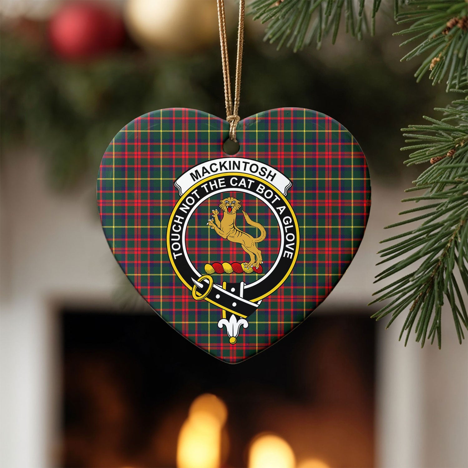 MacKintosh Hunting Modern Tartan Crest Christmas Ceramic Ornament