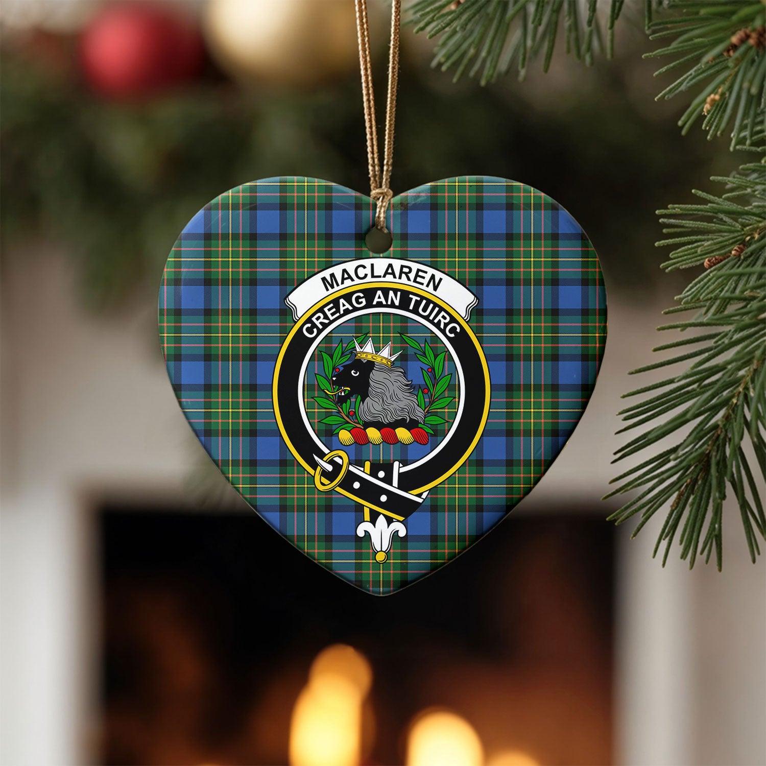MacLaren Ancient Tartan Crest Christmas Ceramic Ornament