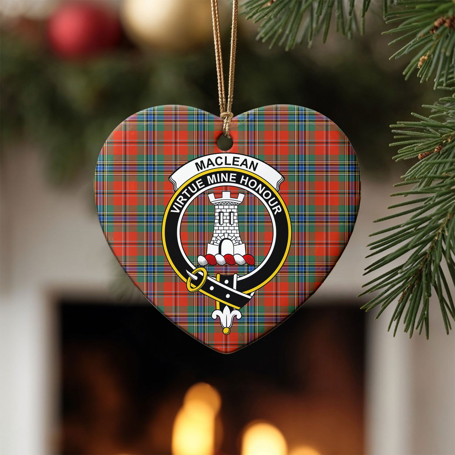 MacLean of Duart Ancient Tartan Crest Christmas Ceramic Ornament