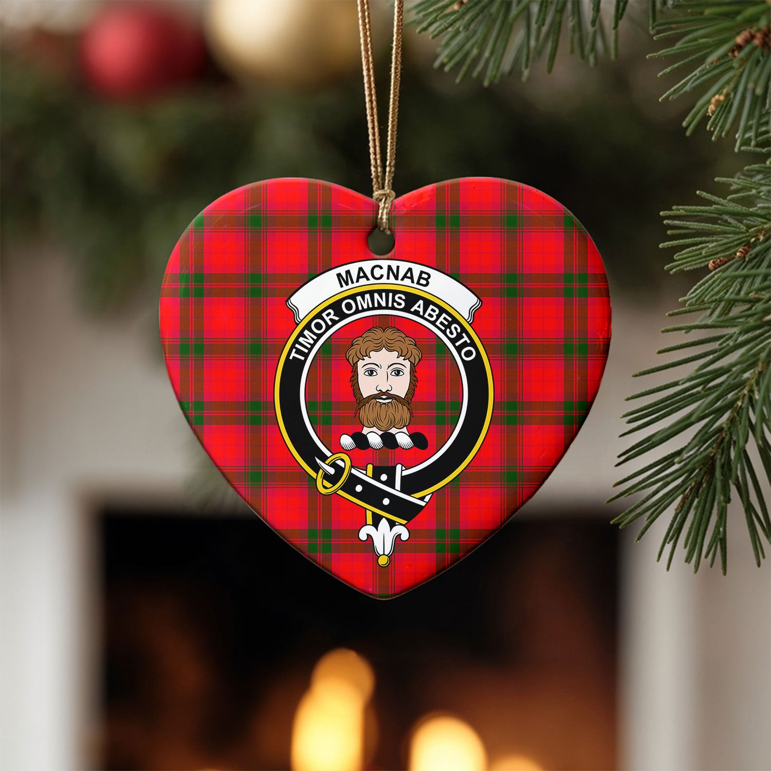MacNab Modern Tartan Crest Christmas Ceramic Ornament