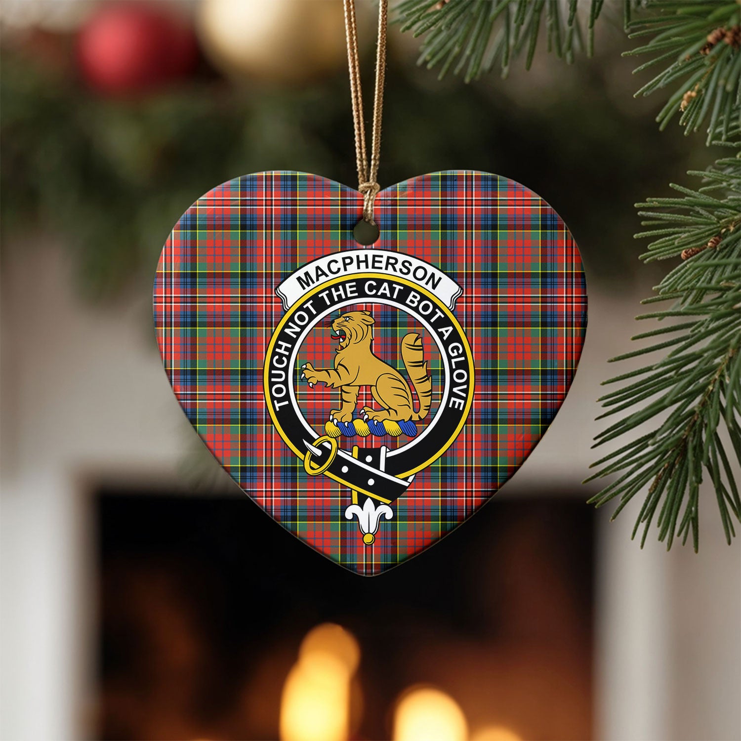 MacPherson Ancient Tartan Crest Christmas Ceramic Ornament