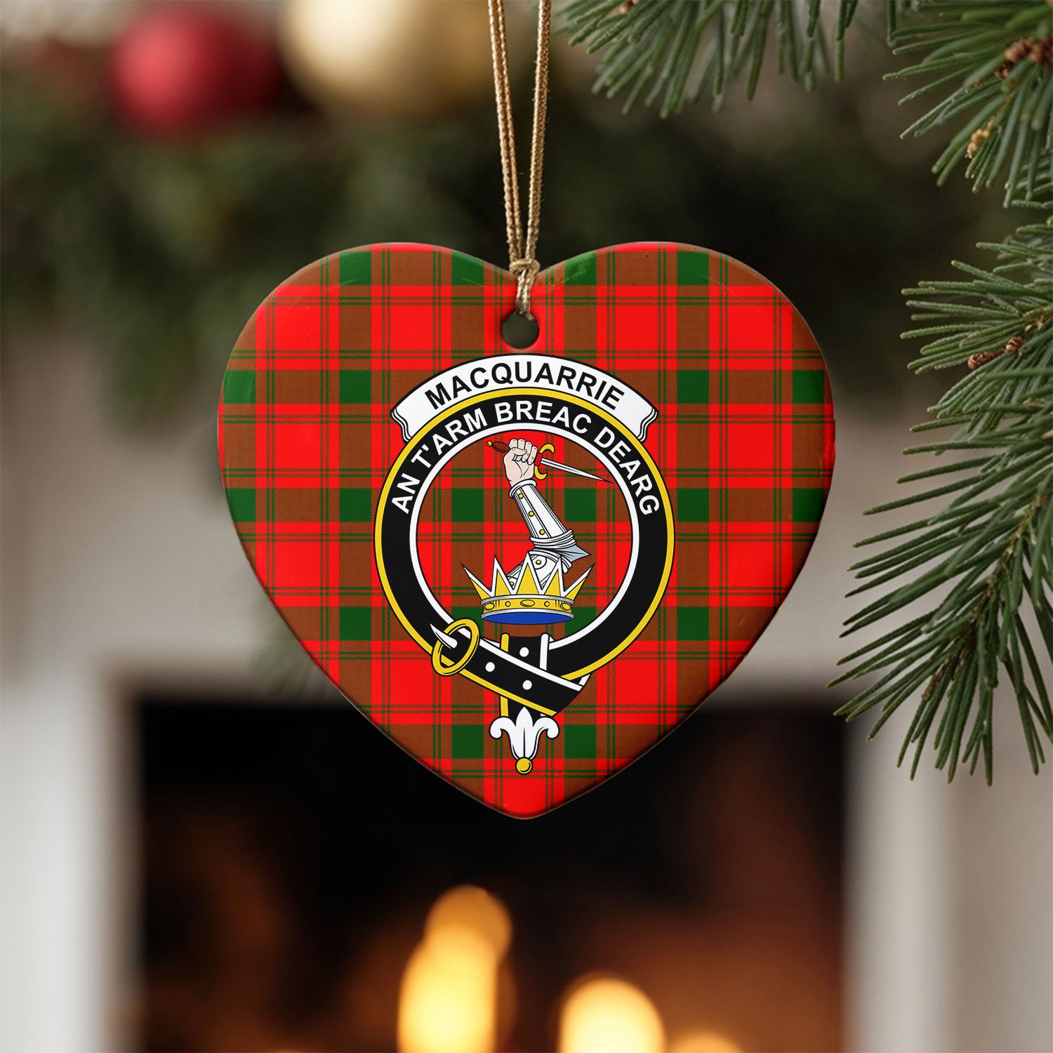 MacQuarrie Tartan Crest Christmas Ceramic Ornament