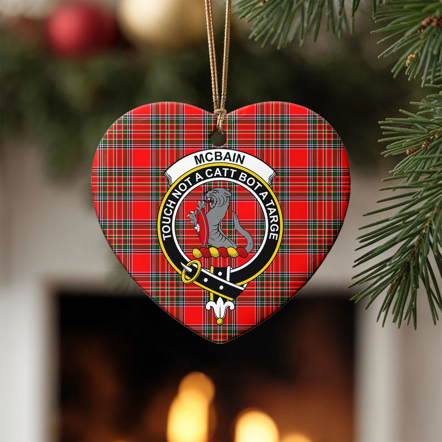 McBain Tartan Crest Christmas Ceramic Ornament