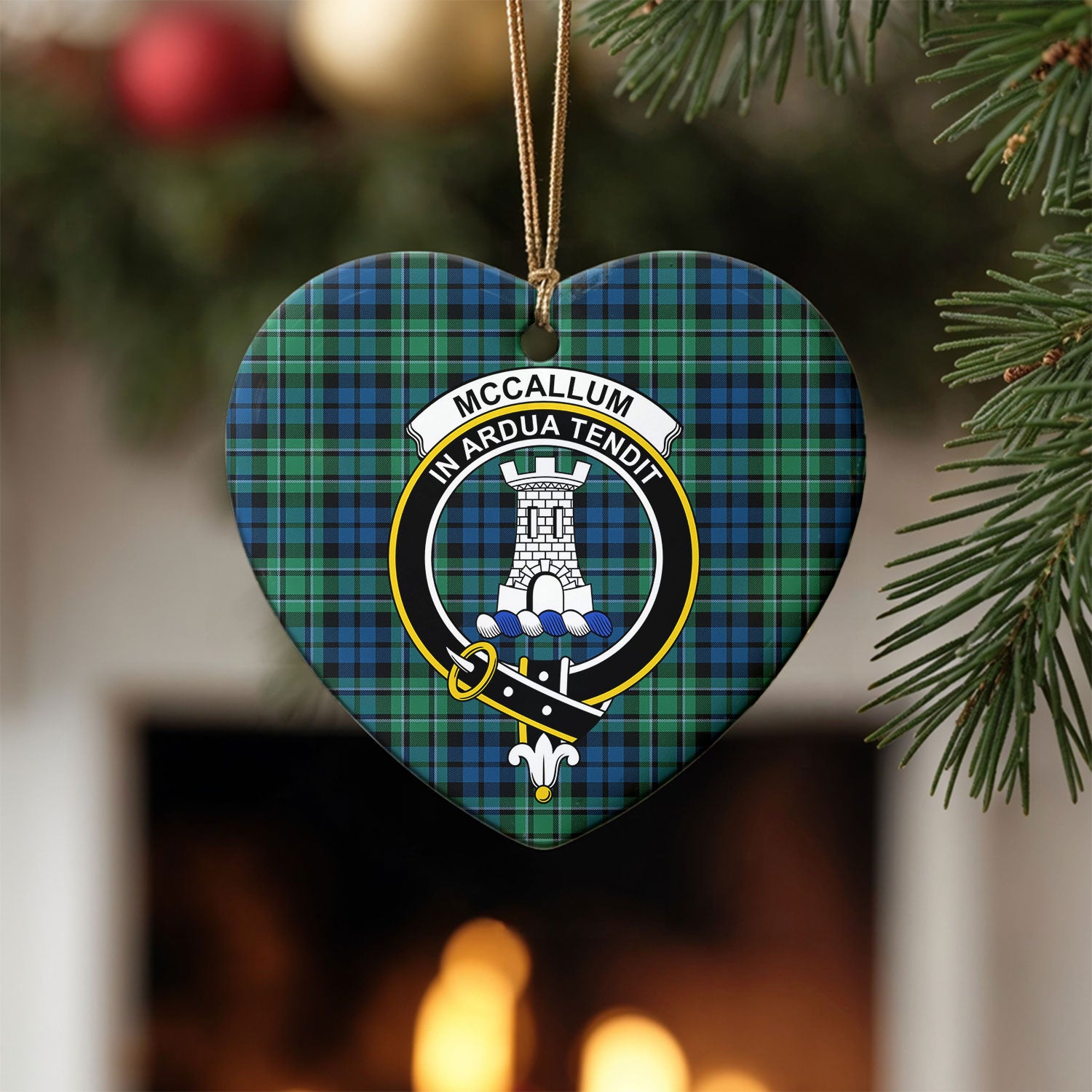 McCallum Ancient Tartan Crest Christmas Ceramic Ornament