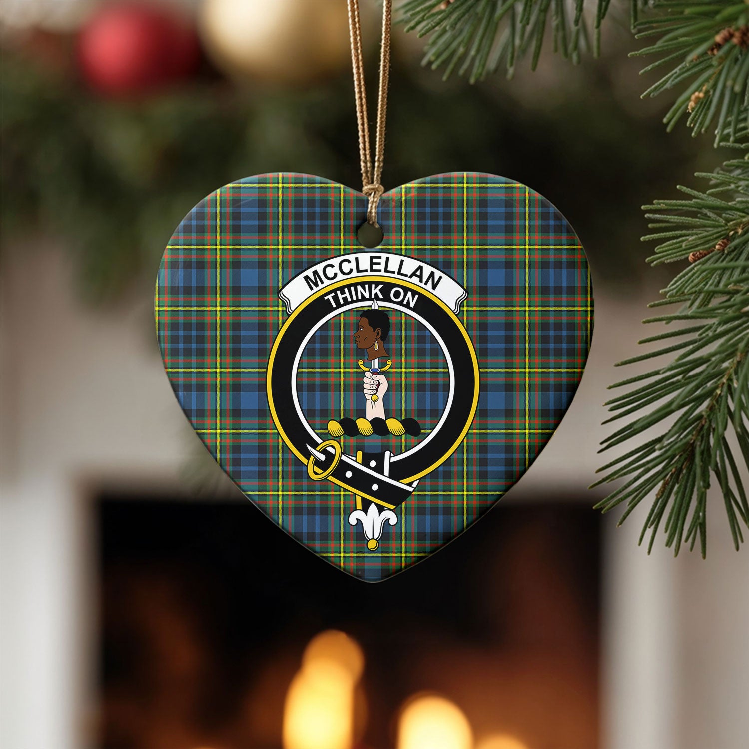 McClellan Ancient Tartan Crest Christmas Ceramic Ornament