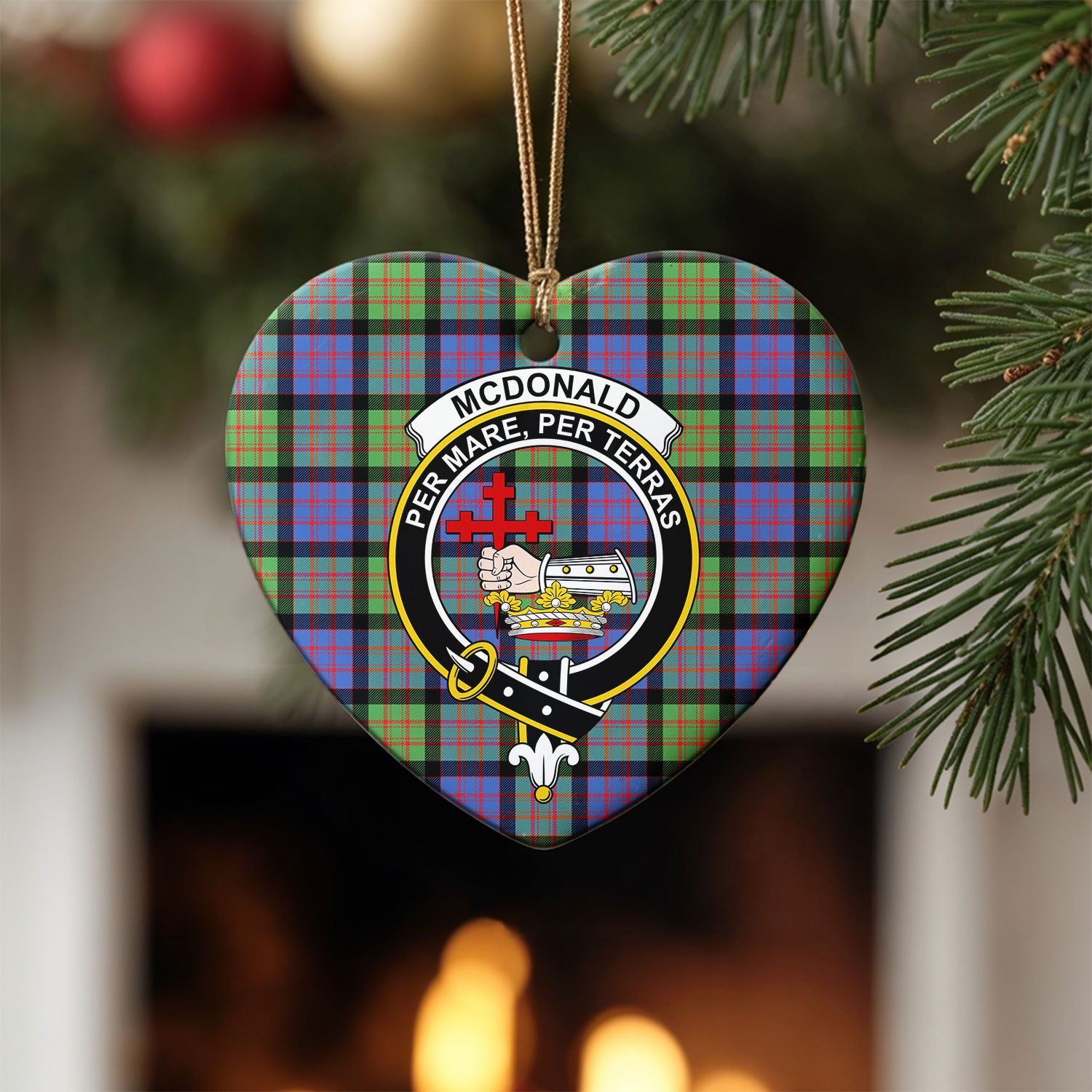 McDonald Ancient Tartan Crest Christmas Ceramic Ornament