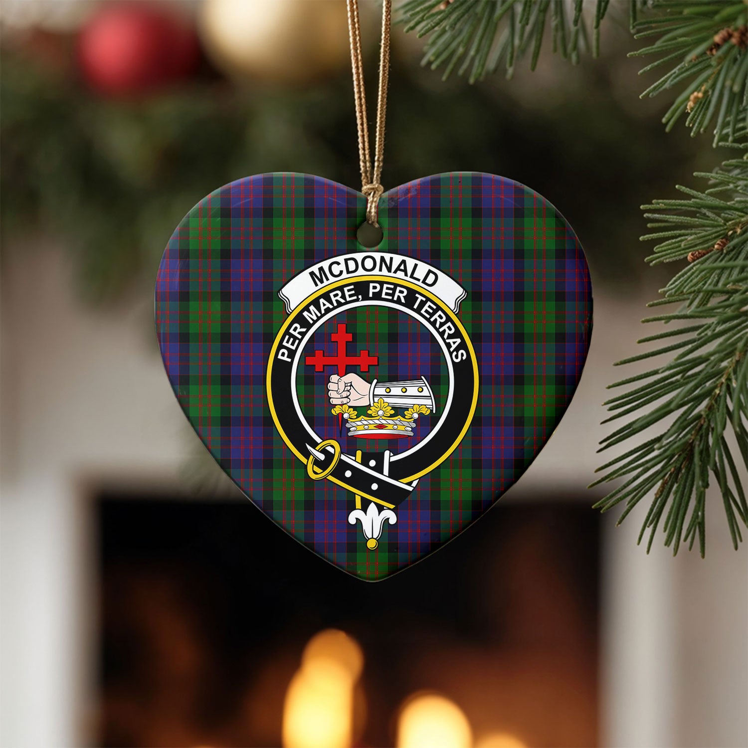 McDonald Tartan Crest Christmas Ceramic Ornament