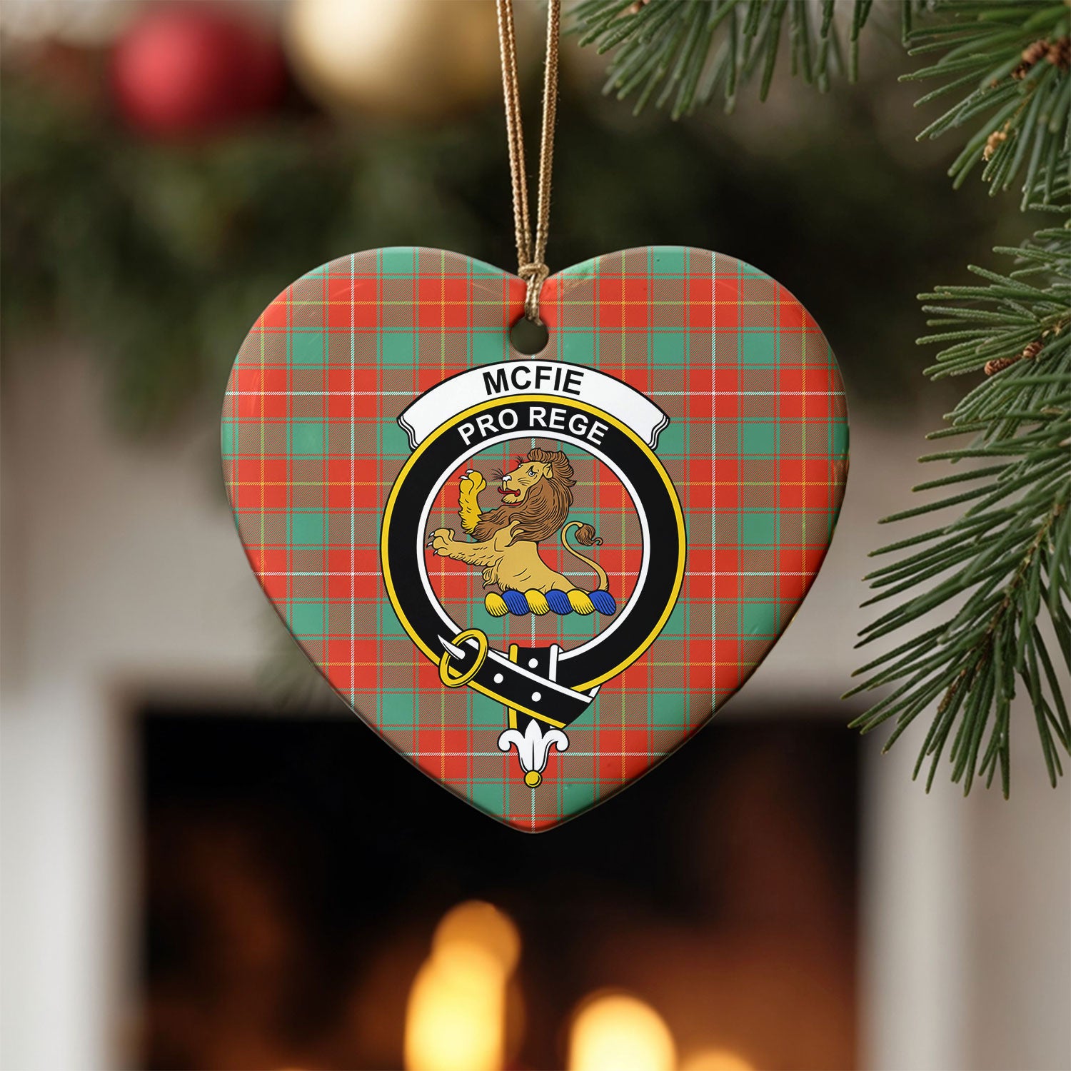 McFie Ancient Tartan Crest Christmas Ceramic Ornament