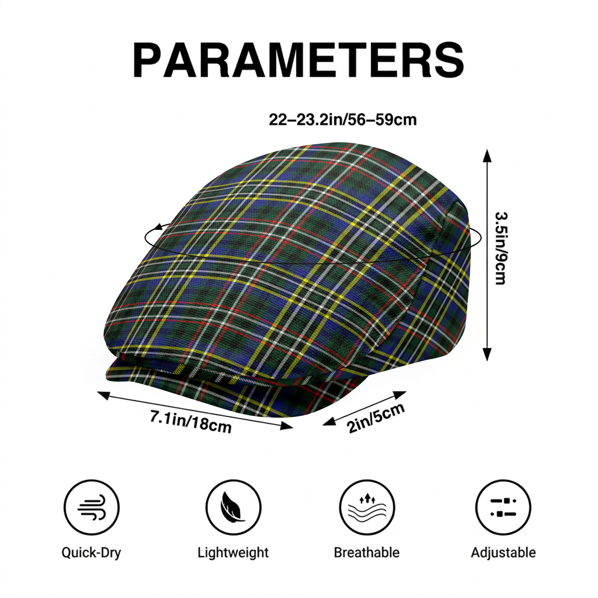 Scott Green Modern Tartan Flat Caps