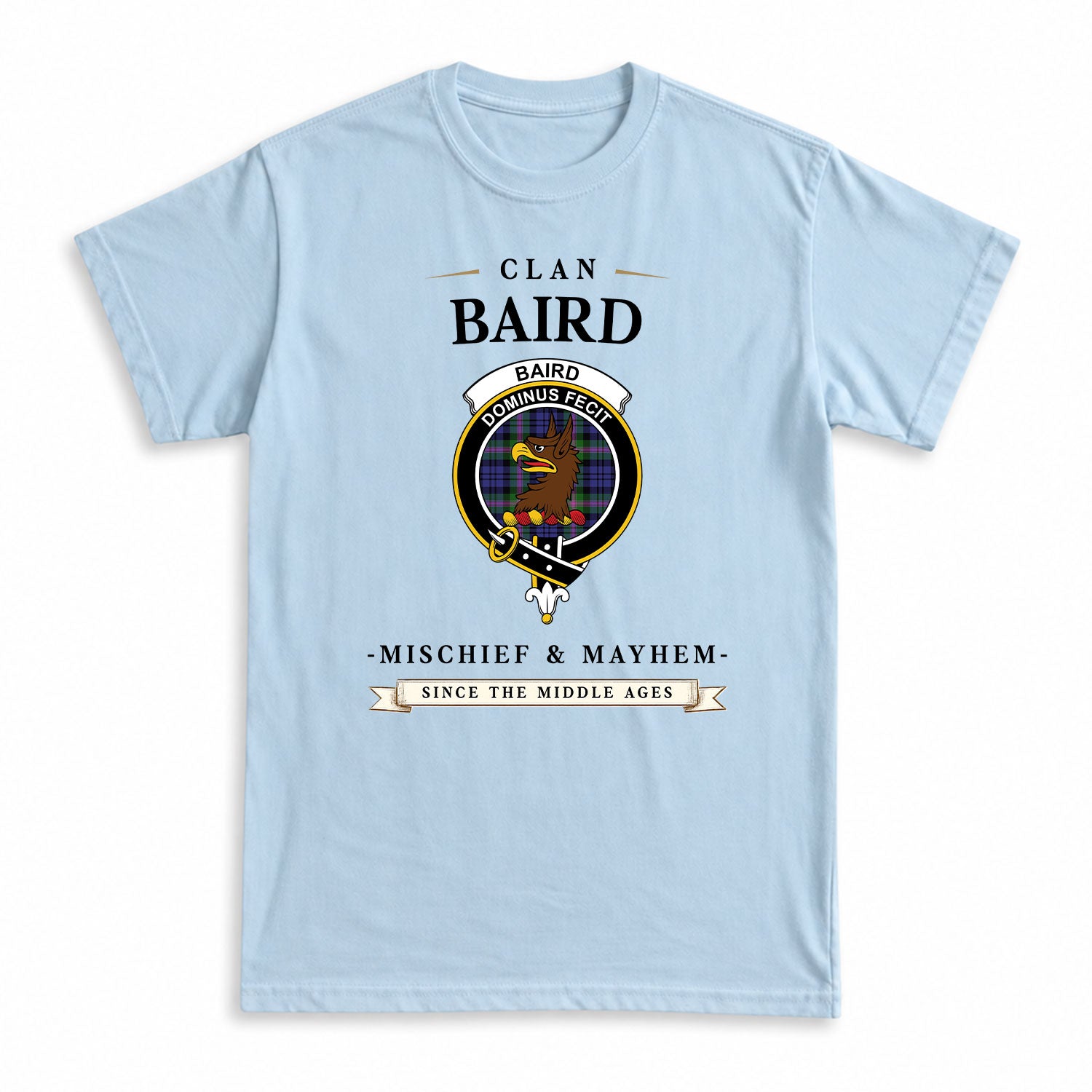 Baird Modern Tartan Crest Mischief and Mayhem T-shirt