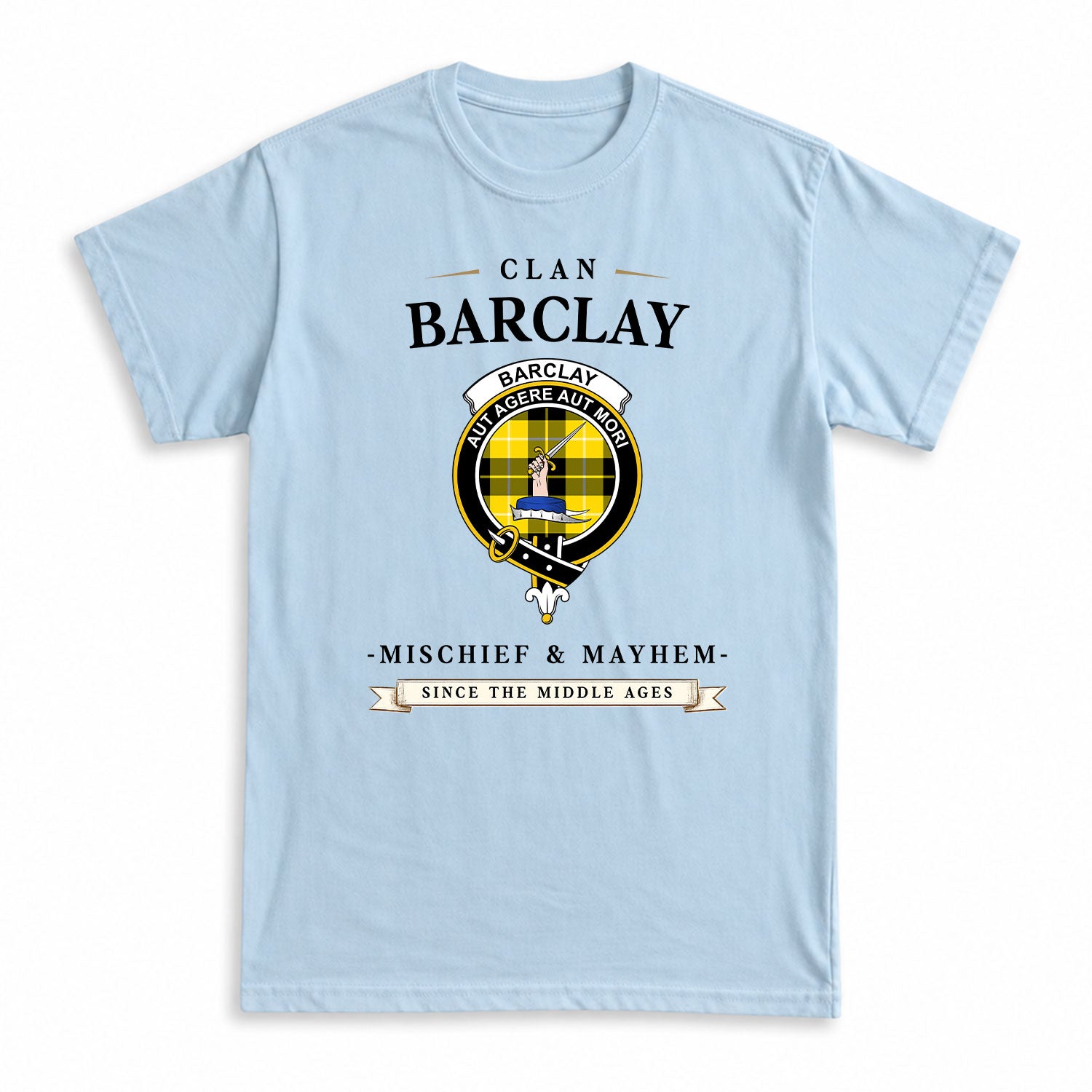 Barclay Dress Modern Tartan Crest Mischief and Mayhem T-shirt