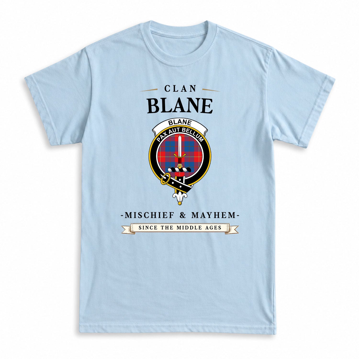 Blane Tartan Crest Mischief and Mayhem T-shirt