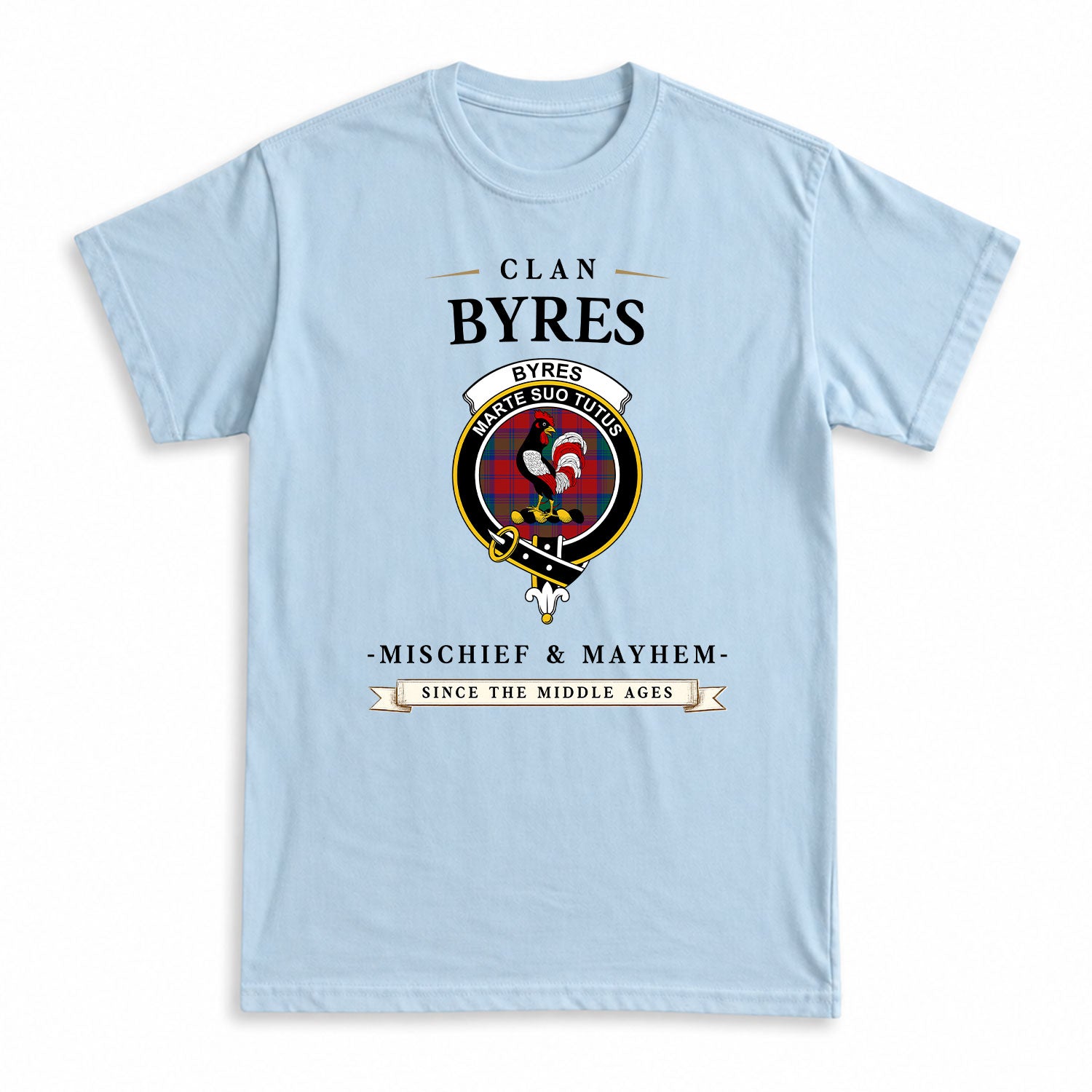 Byres Tartan Crest Mischief and Mayhem T-shirt