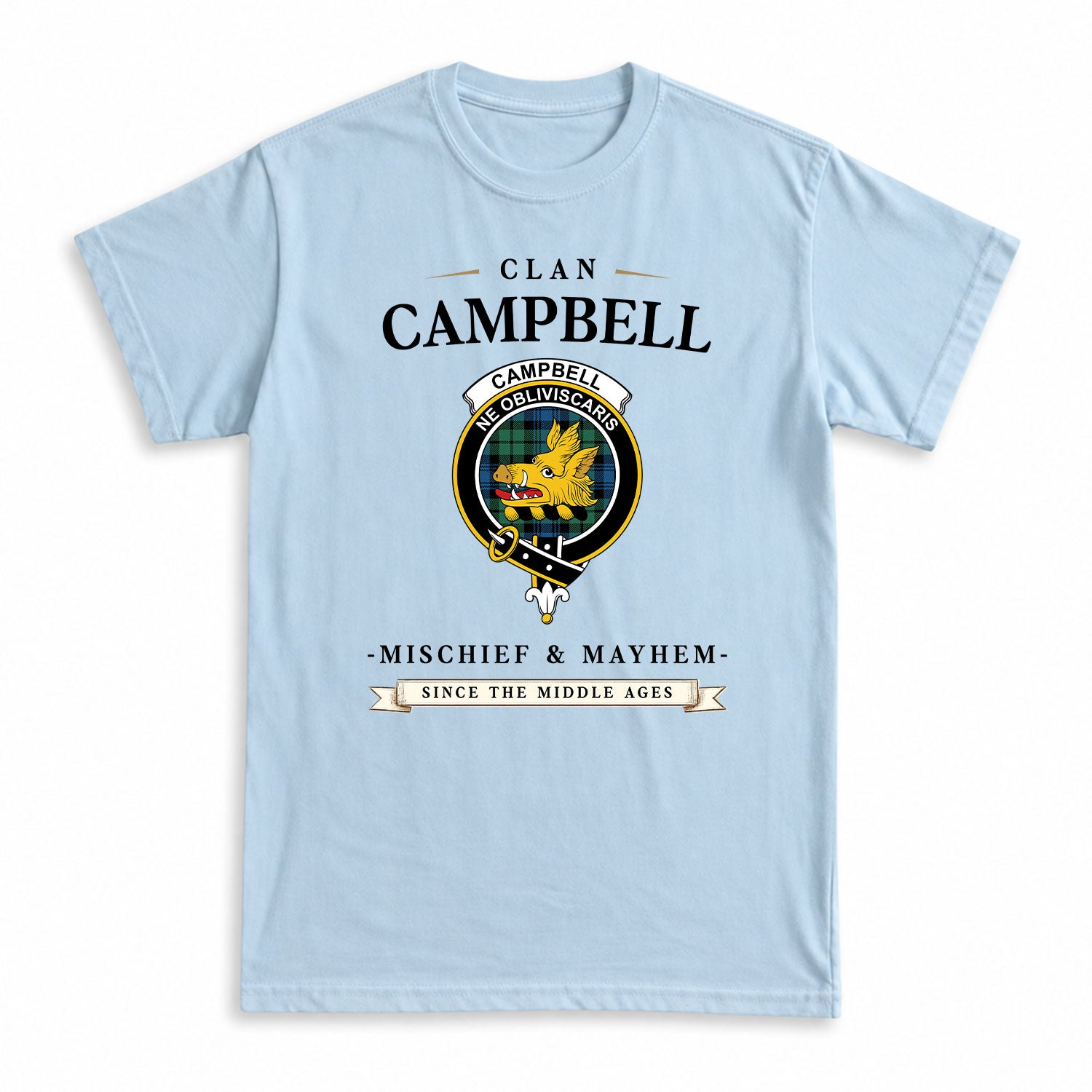 Campbell Ancient 02 Tartan Crest Mischief and Mayhem T-shirt