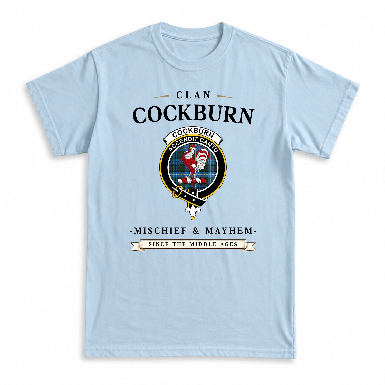 Cockburn Modern Tartan Crest Mischief and Mayhem T-shirt