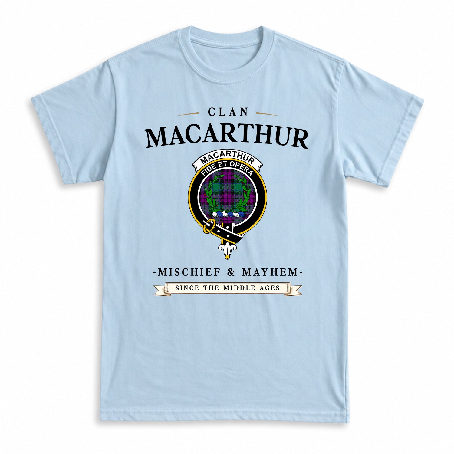 MacArthur - Milton Tartan Crest Mischief and Mayhem T-shirt
