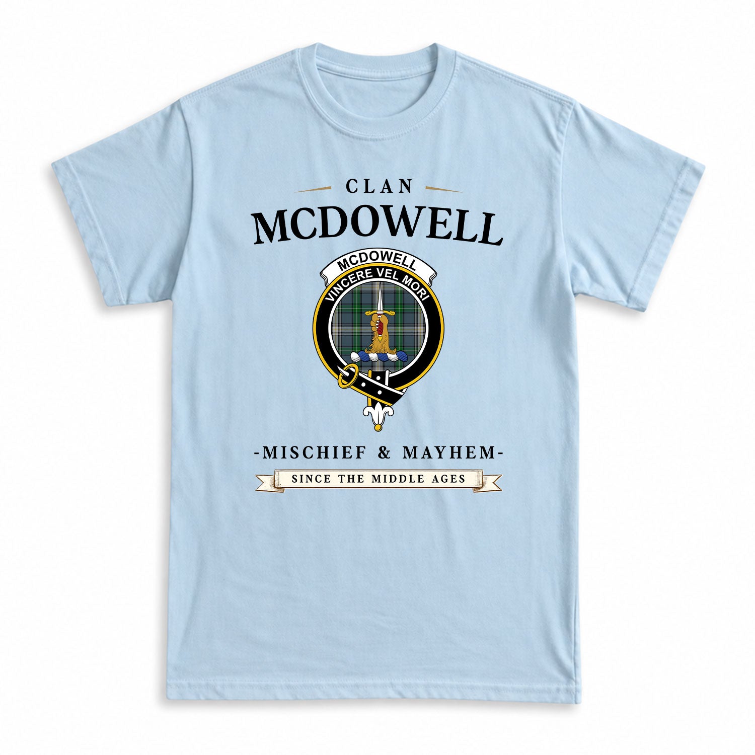 McDowell (MacDowell) Tartan Crest Mischief and Mayhem T-shirt
