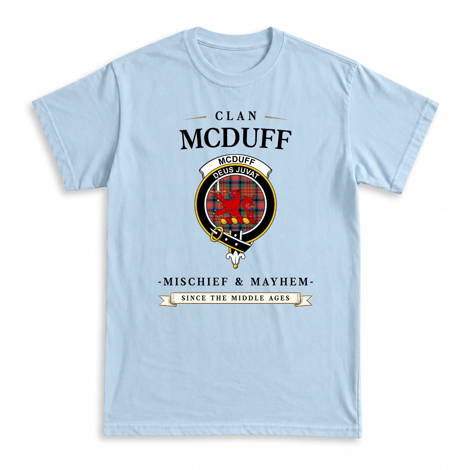 McDuff Ancient Tartan Crest Mischief and Mayhem T-shirt