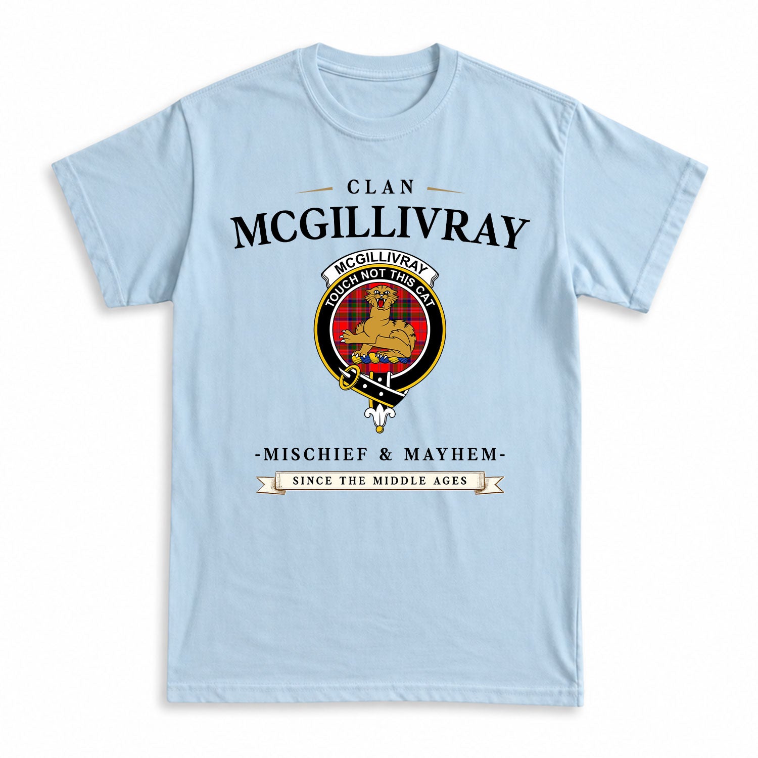 McGillivray Modern Tartan Crest Mischief and Mayhem T-shirt