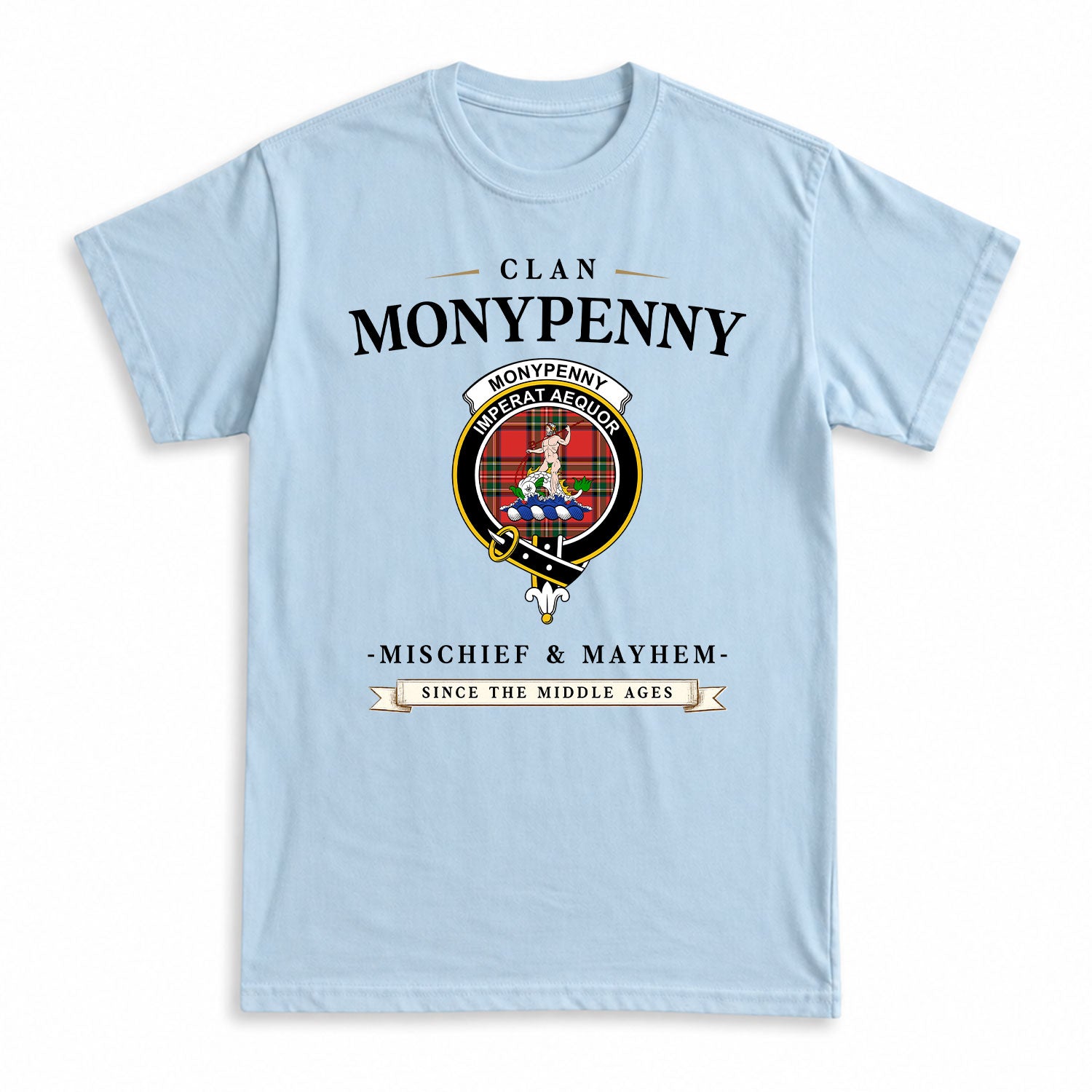 Monypenny Tartan Crest Mischief and Mayhem T-shirt