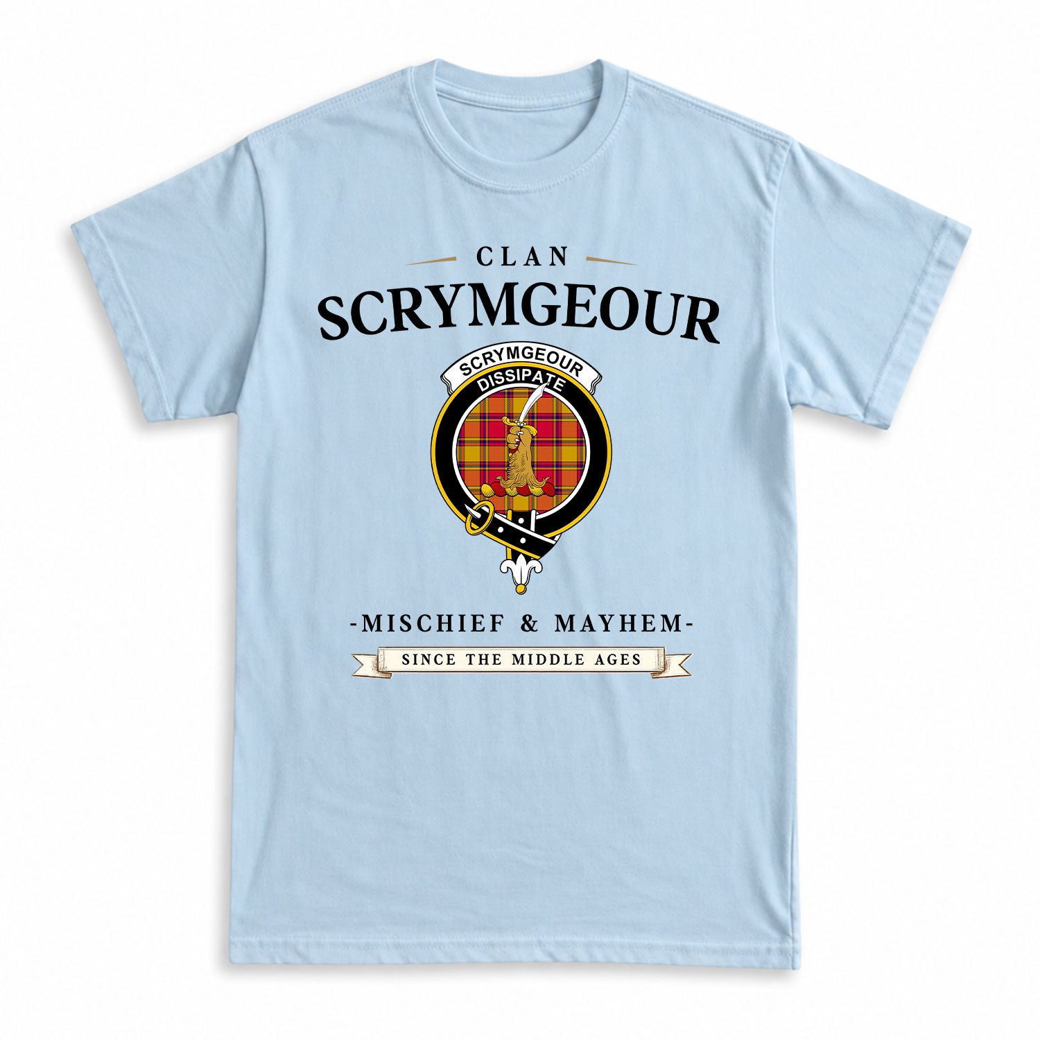 Scrymgeour Tartan Crest Mischief and Mayhem T-shirt