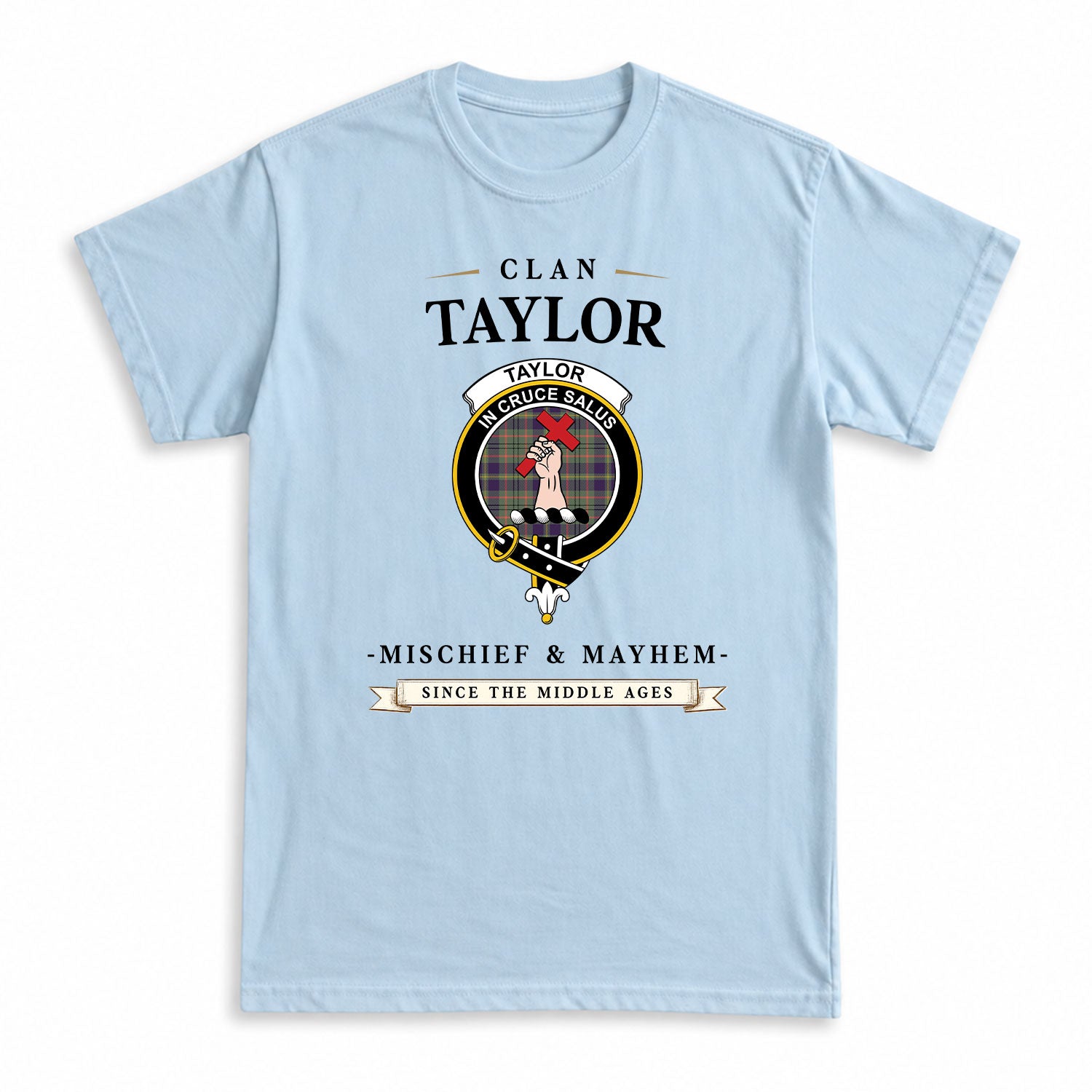 Taylor Weathered Tartan Crest Mischief and Mayhem T-shirt