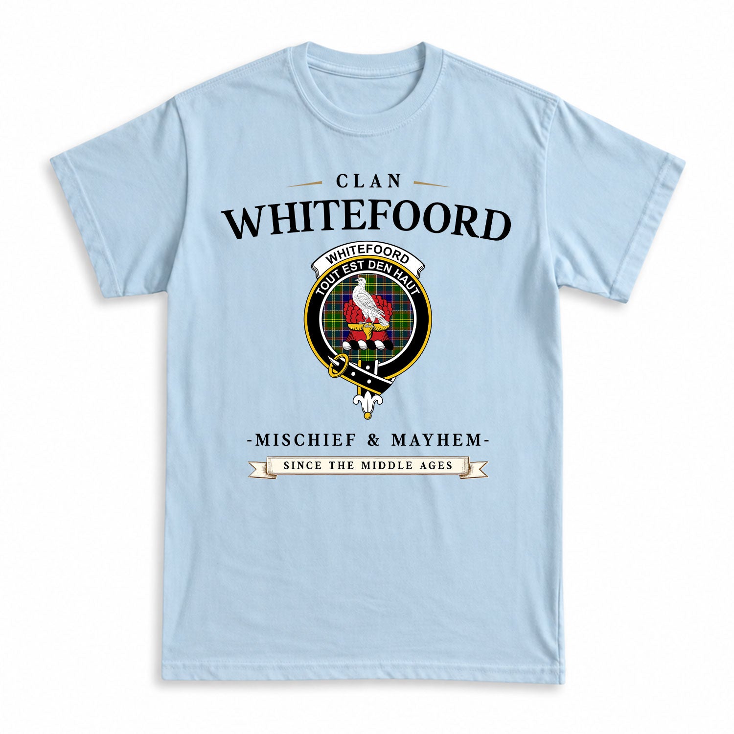 Whitefoord Tartan Crest Mischief and Mayhem T-shirt