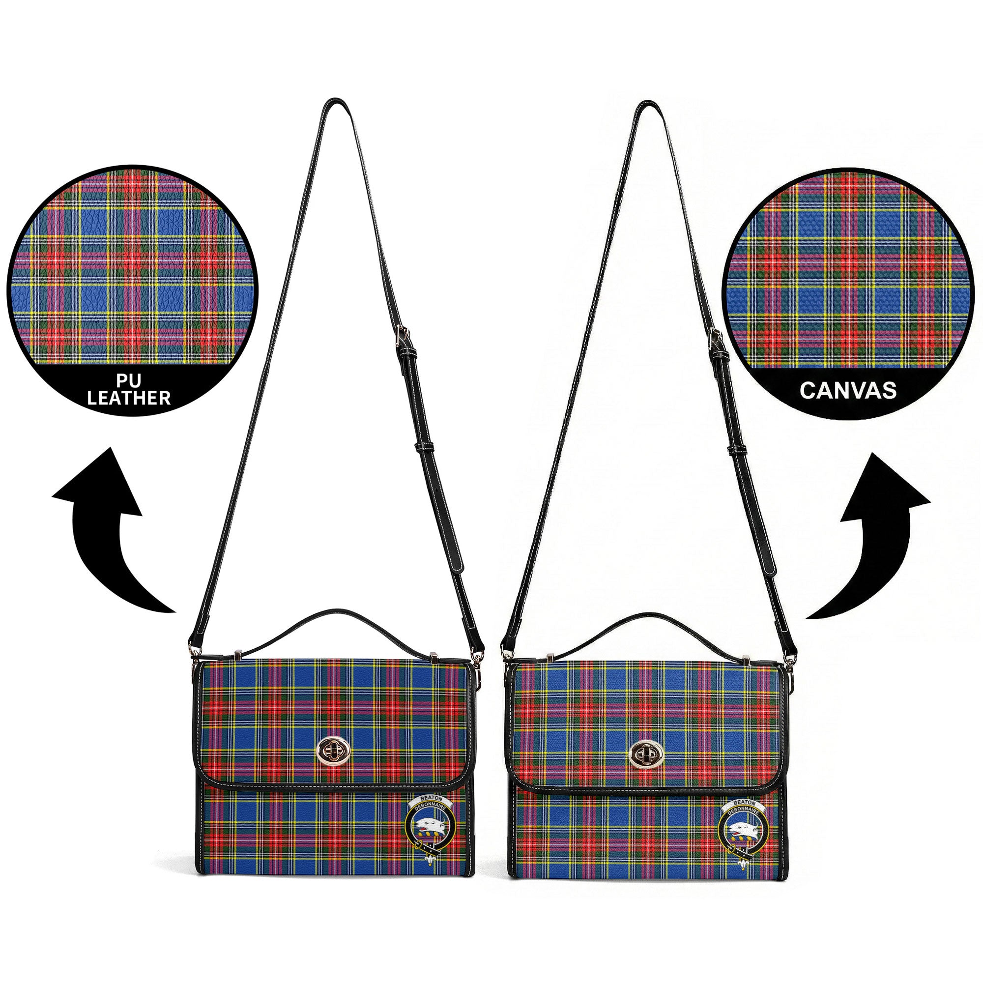 Beaton Modern Tartan Crest Satchel Bag