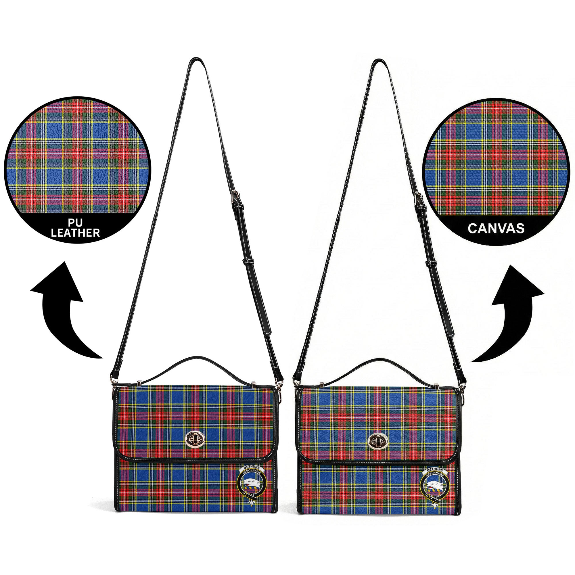 Bethune Modern Tartan Crest Satchel Bag