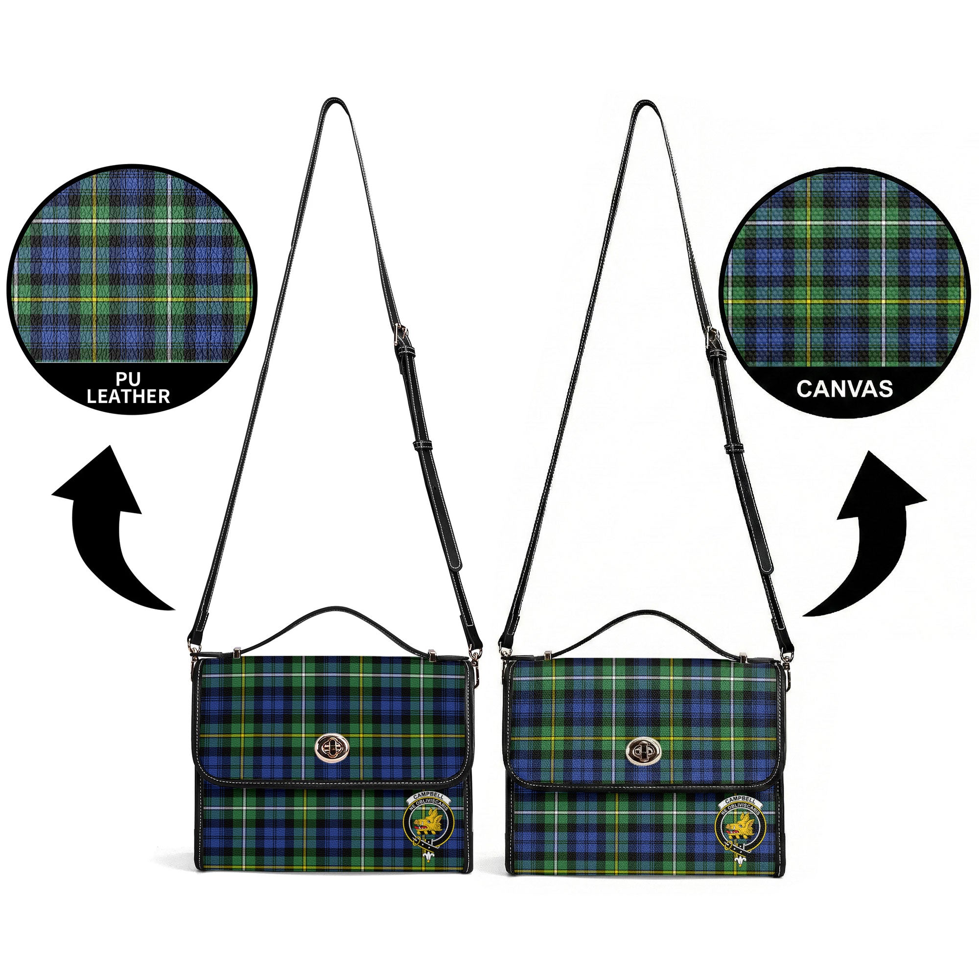 Campbell Argyll Ancient Tartan Crest Satchel Bag