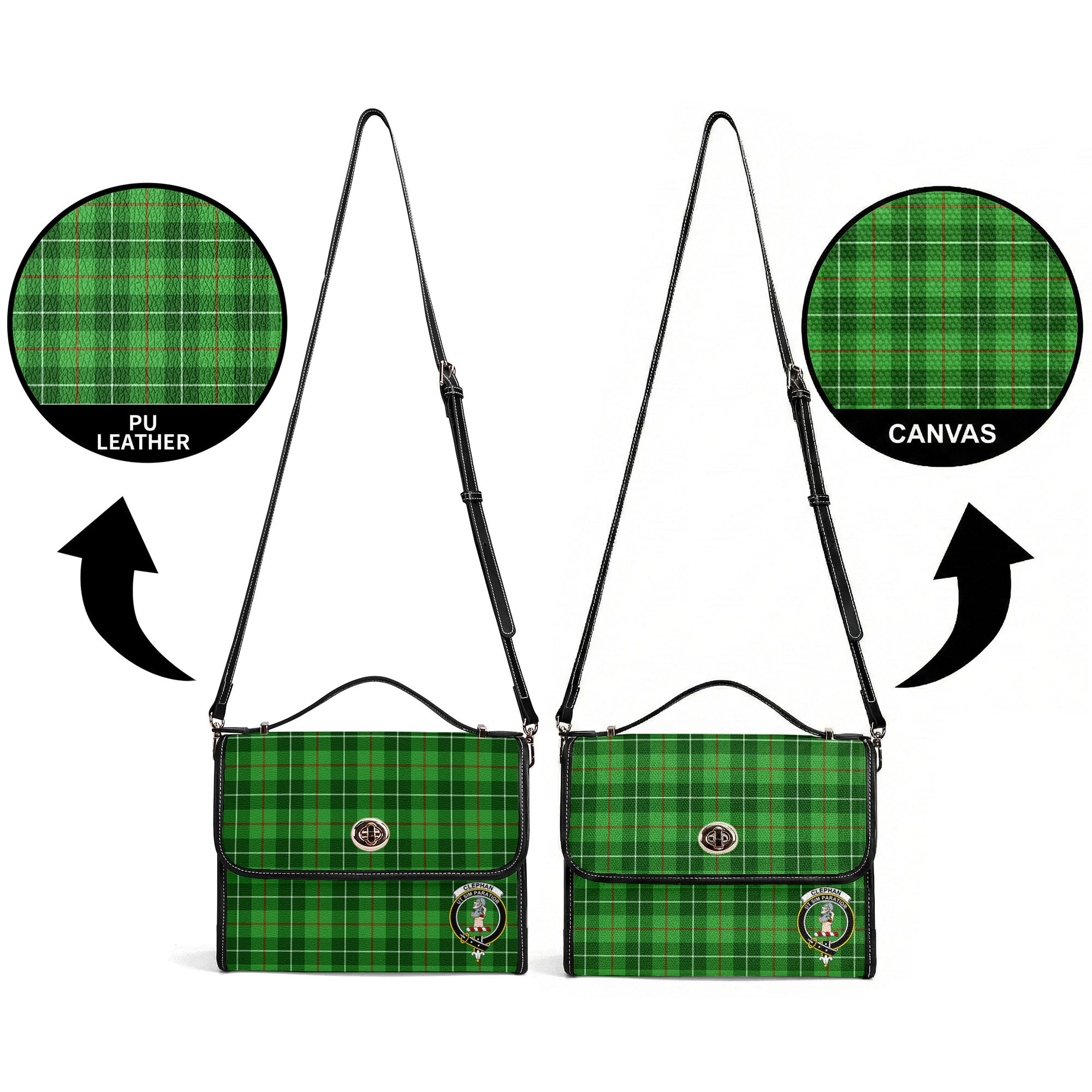 Clephan (or Clephane) Tartan Crest Satchel Bag