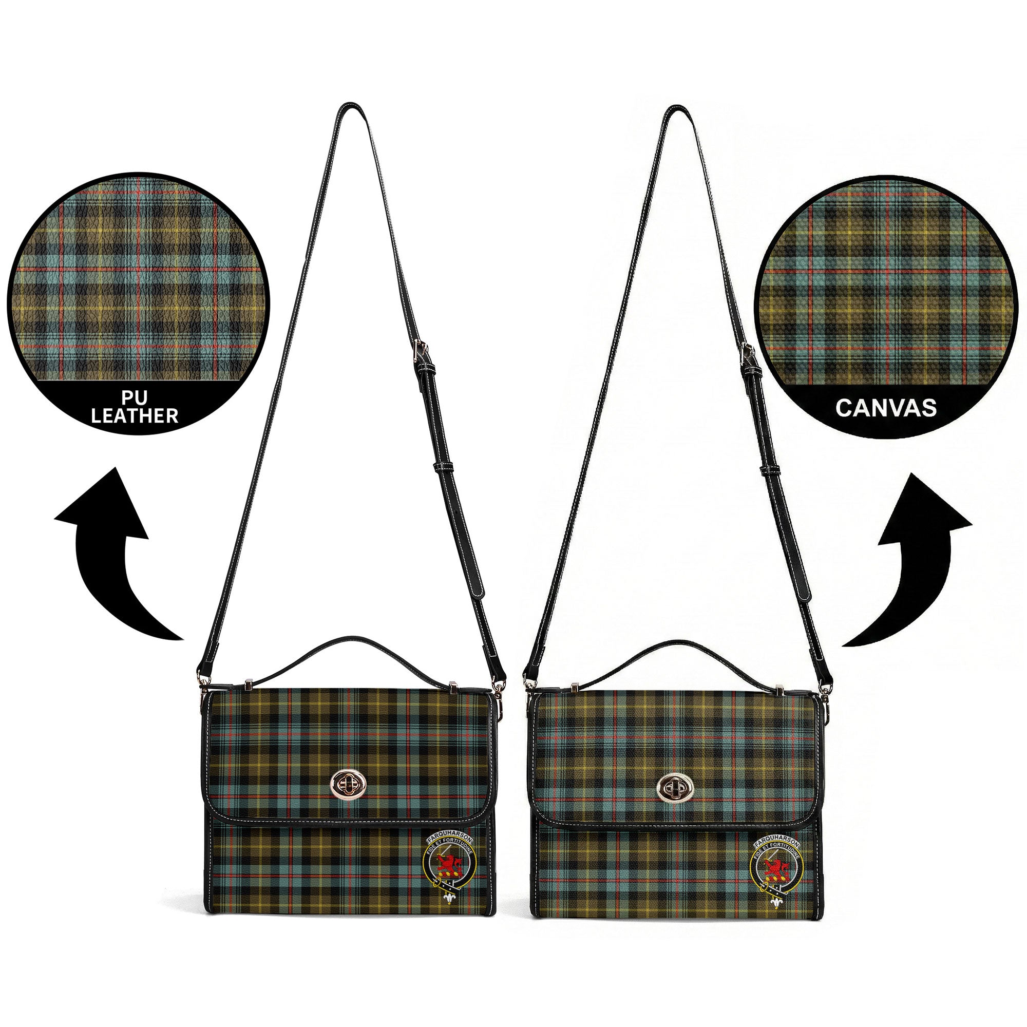 Farquharson Weathered Tartan Crest Satchel Bag