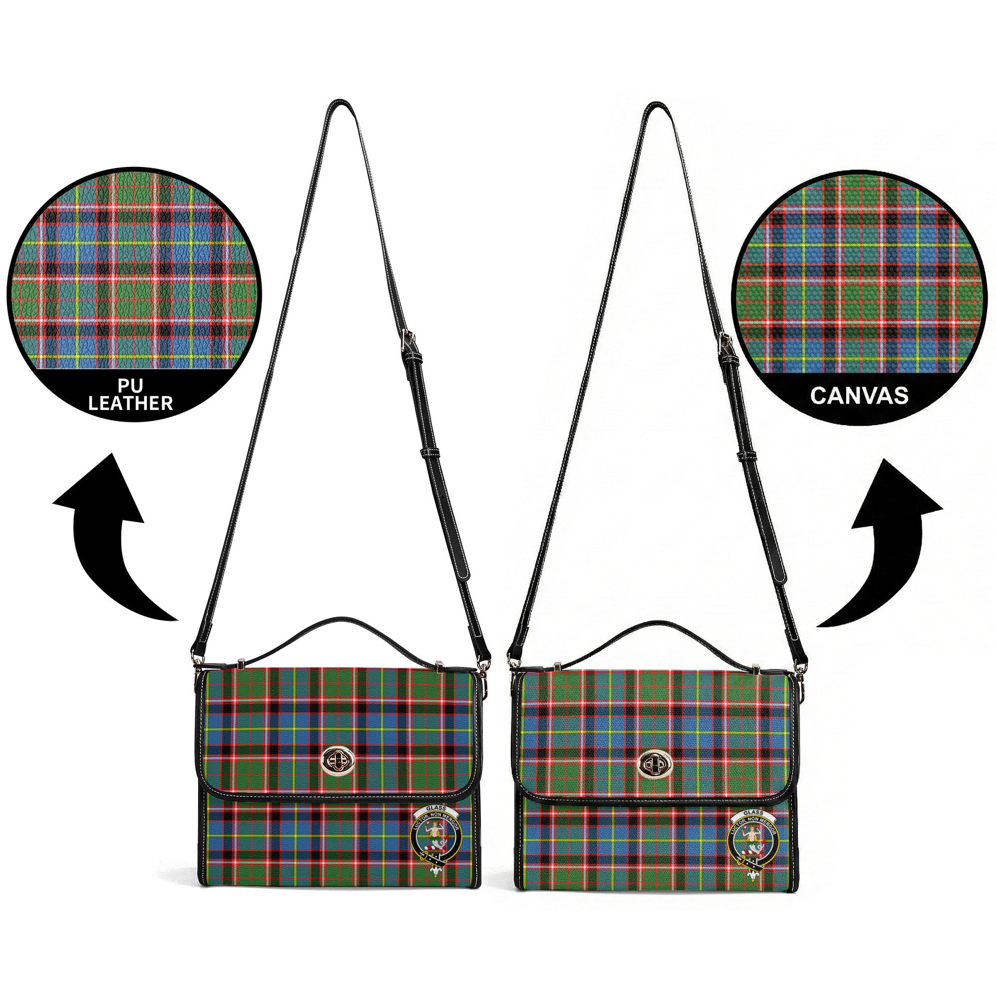 Glass Tartan Crest Satchel Bag