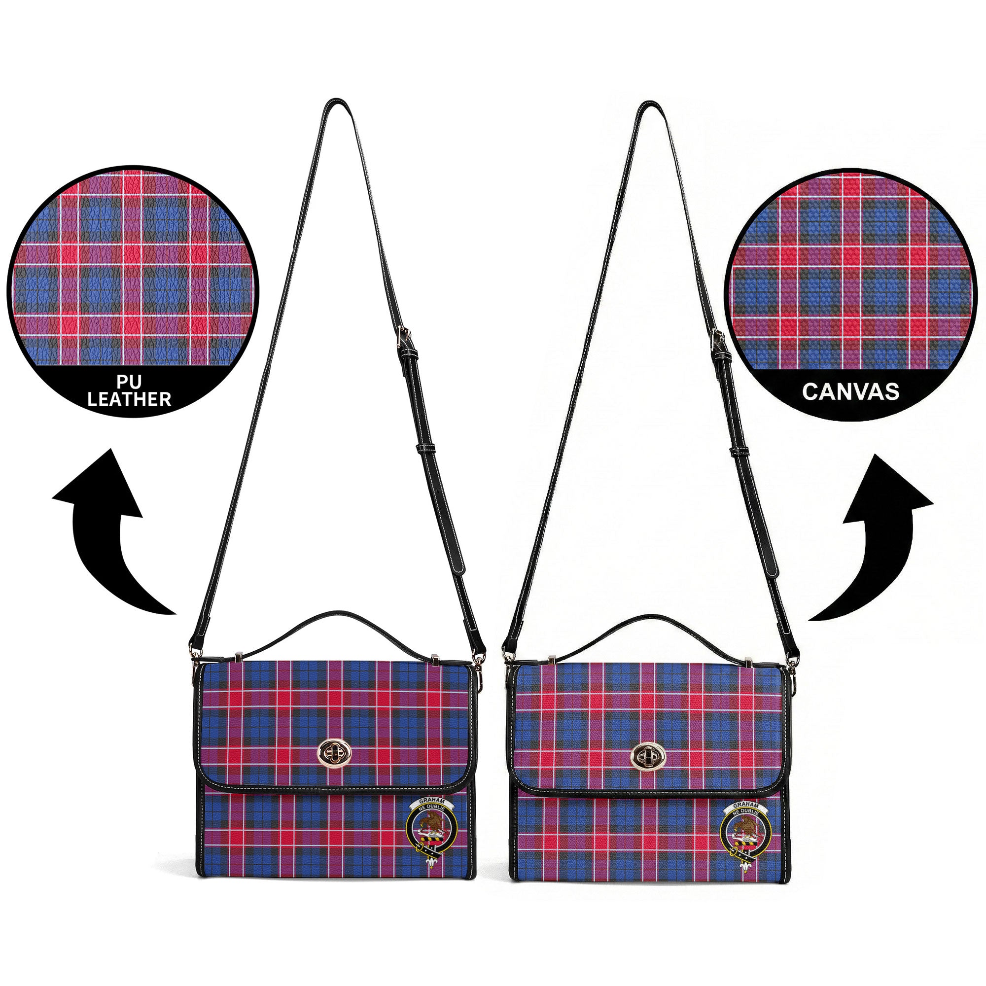 Graham of Menteith Red Tartan Crest Satchel Bag