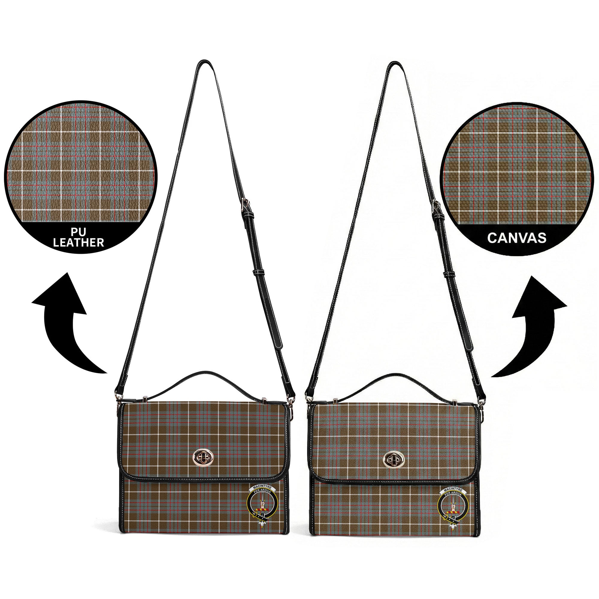 MacIntyre Hunting Weathered Tartan Crest Satchel Bag