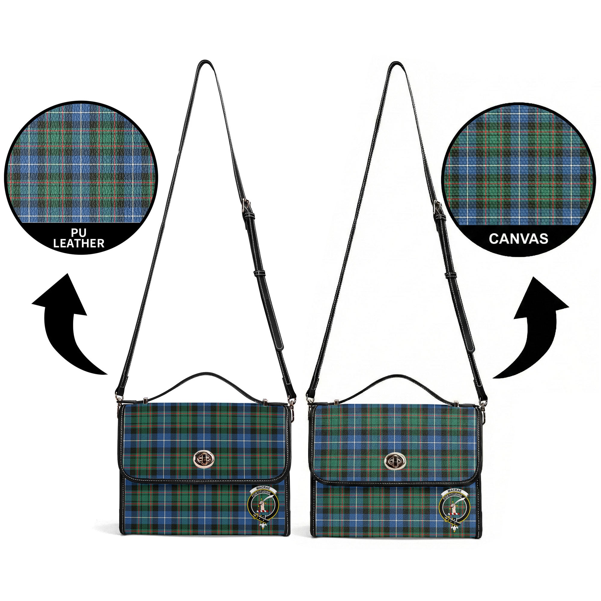 MacRae Hunting Ancient Tartan Crest Satchel Bag