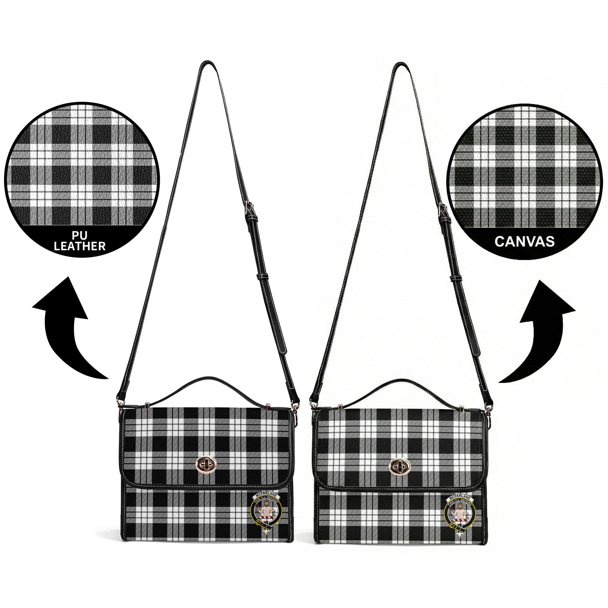 McFarlane Black - White Tartan Crest Satchel Bag