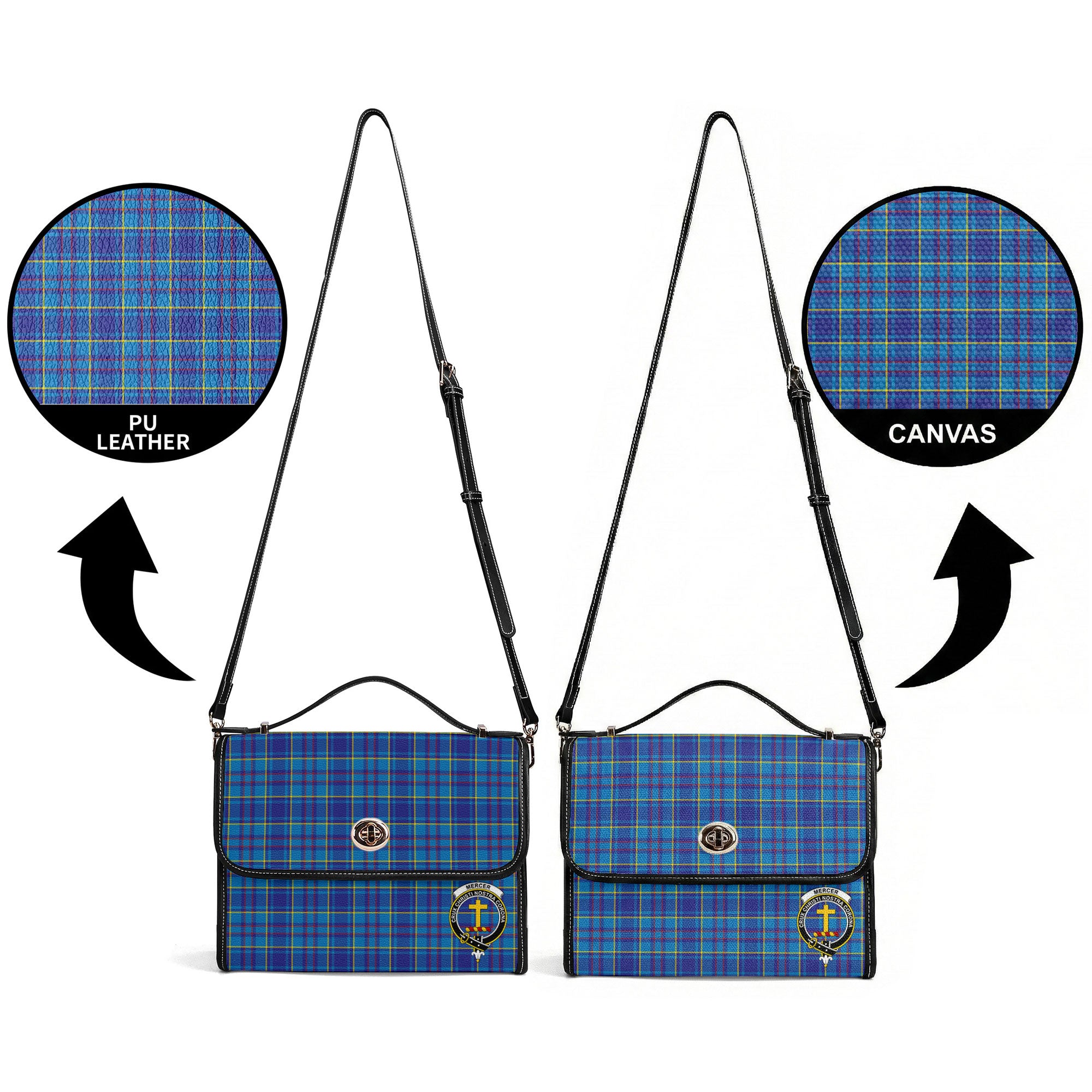 Mercer Modern Tartan Crest Satchel Bag