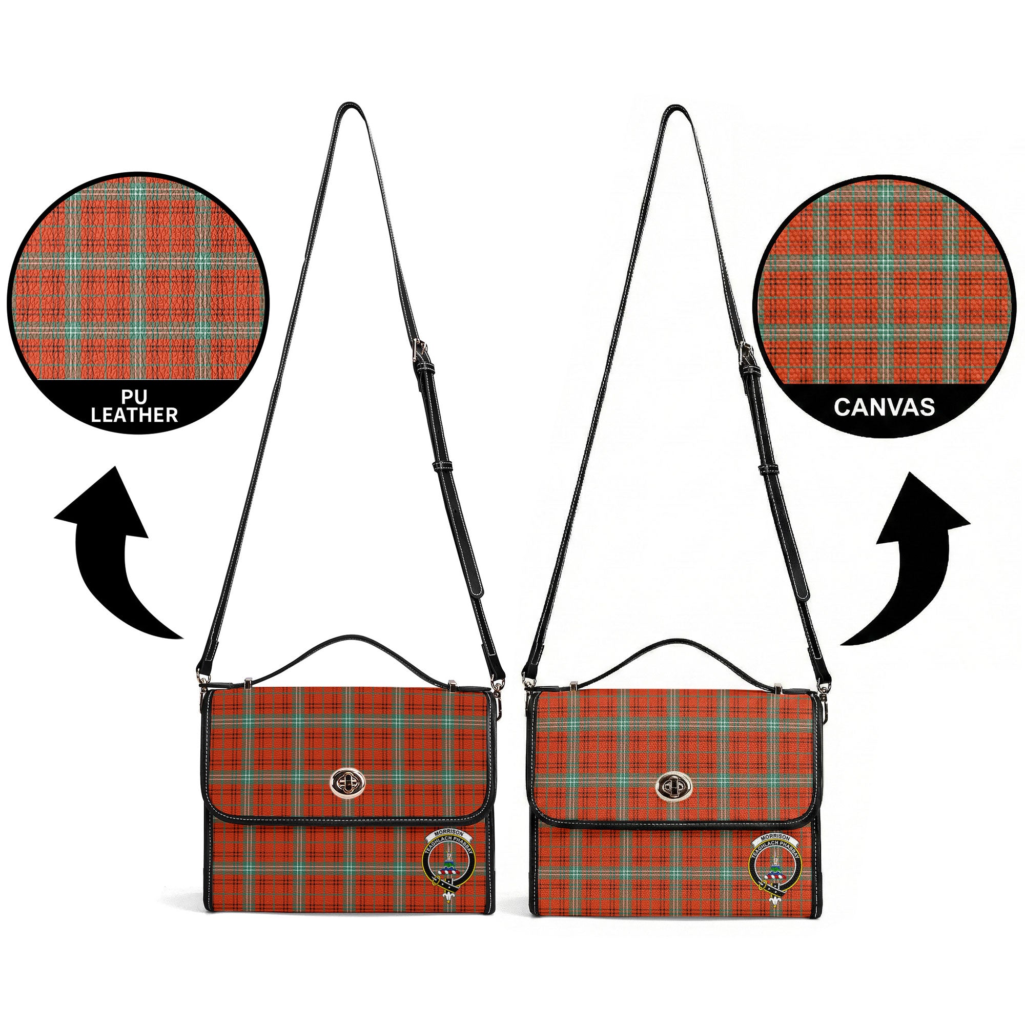 Morrison Red Ancient Tartan Crest Satchel Bag