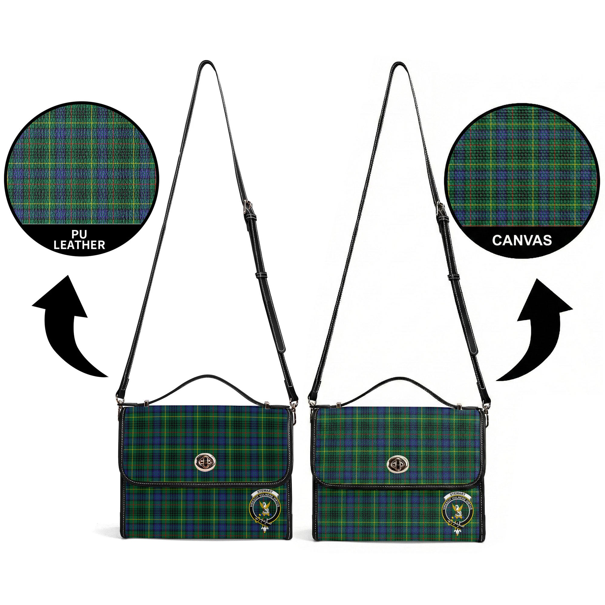 Stewart Hunting Modern Tartan Crest Satchel Bag