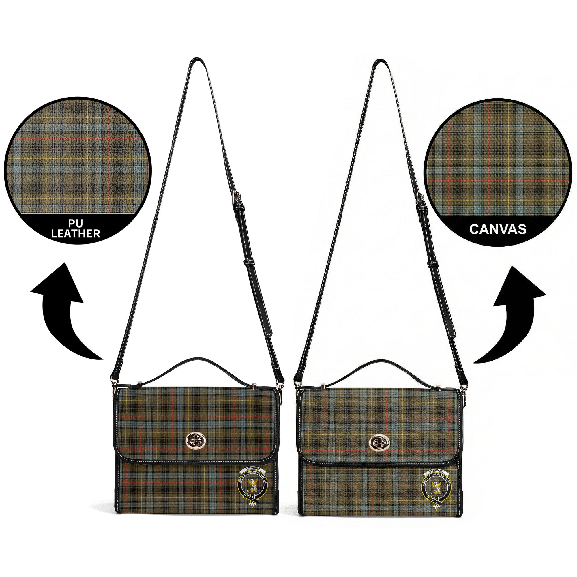 Stewart Hunting Weathered Tartan Crest Satchel Bag