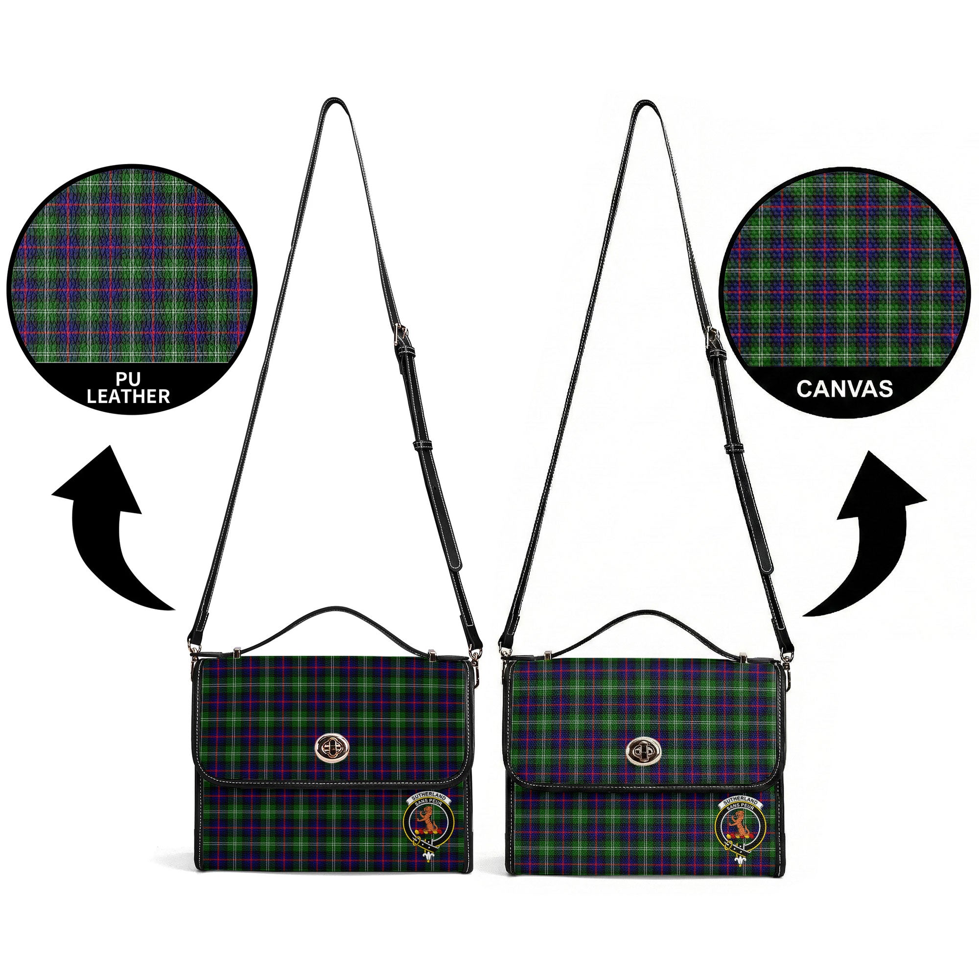 Sutherland Modern Tartan Crest Satchel Bag