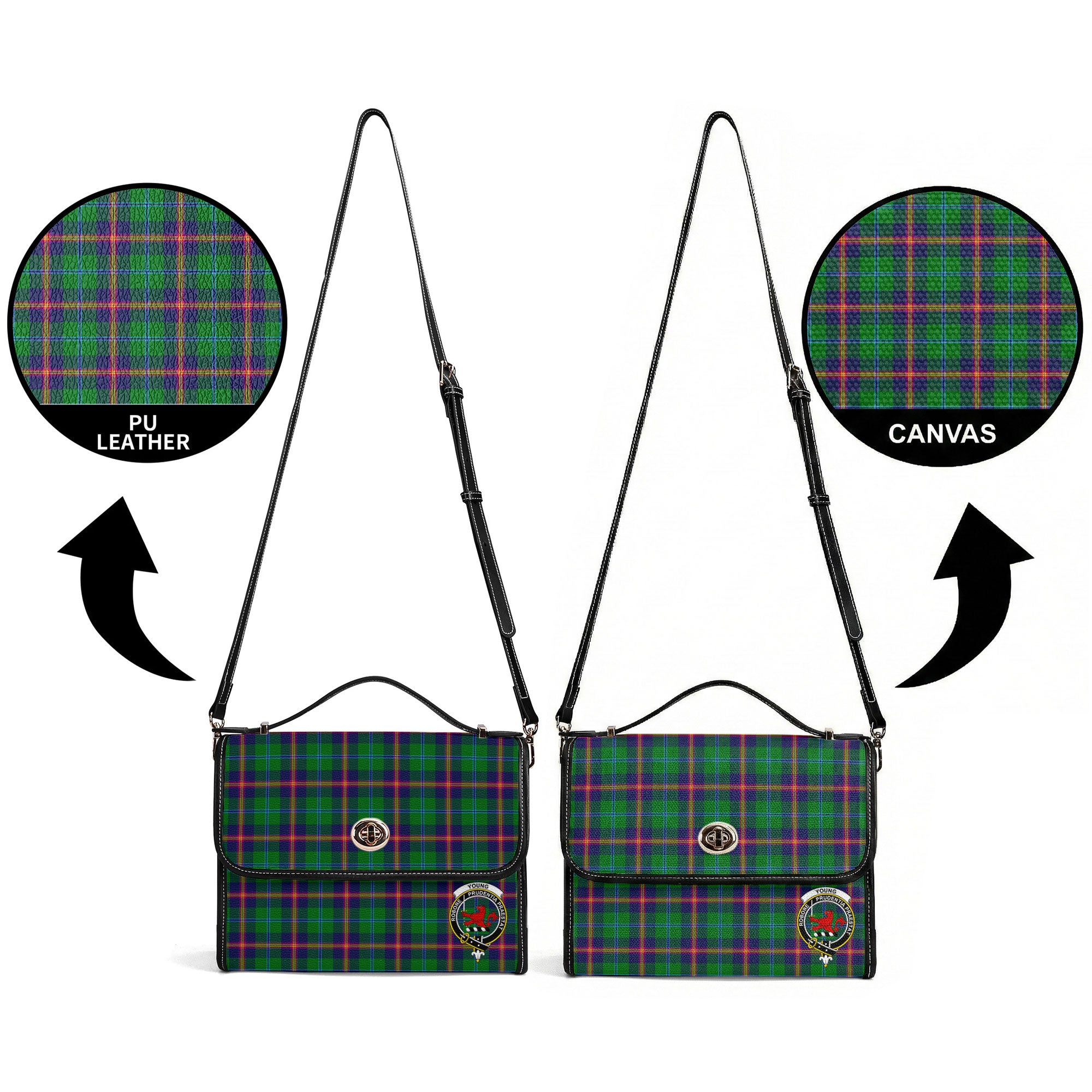 Young Modern Tartan Crest Satchel Bag